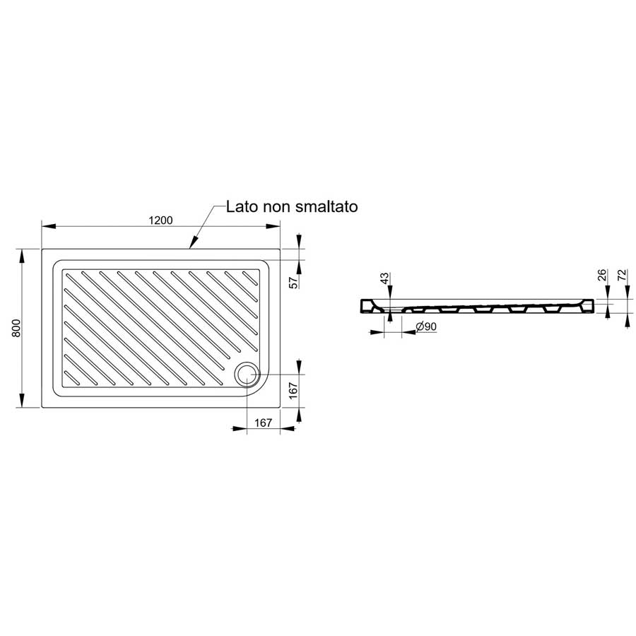 Piatto doccia Dolomite in Ceramica 80x120 Altezza 7 cm rettangolare modello Gemma 2 4