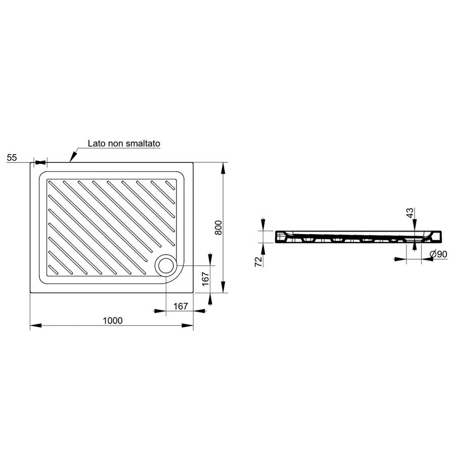 Piatto doccia Dolomite in Ceramica 80x100 Altezza 7 cm rettangolare modello Gemma 2 4