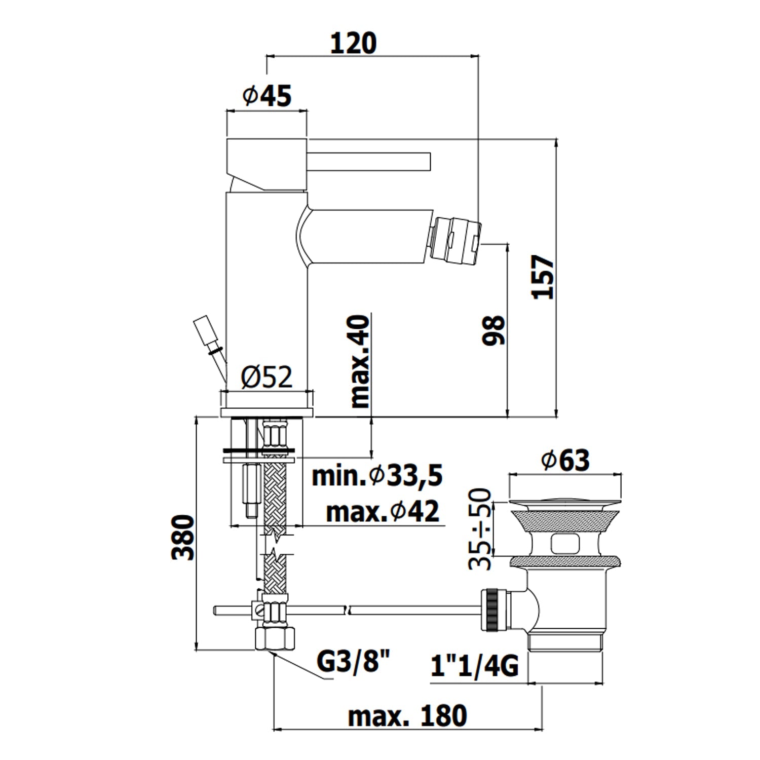  Miscelatore bidet con scarico click clack Stick Paffoni - Cromo Lucido by CeramicStore | Lo specialista del tuo bagno