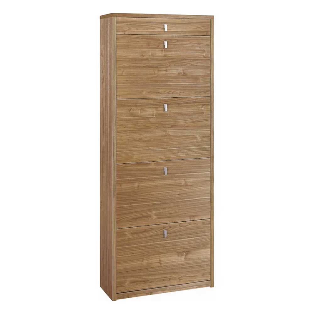 Elegante scarpiera a 4 ante + 1 Cassetto con maniglia satinata Profondità 29 cm finitura Noce Stelvio by Sarmog by CeramicStore | Lo specialista del tuo bagno