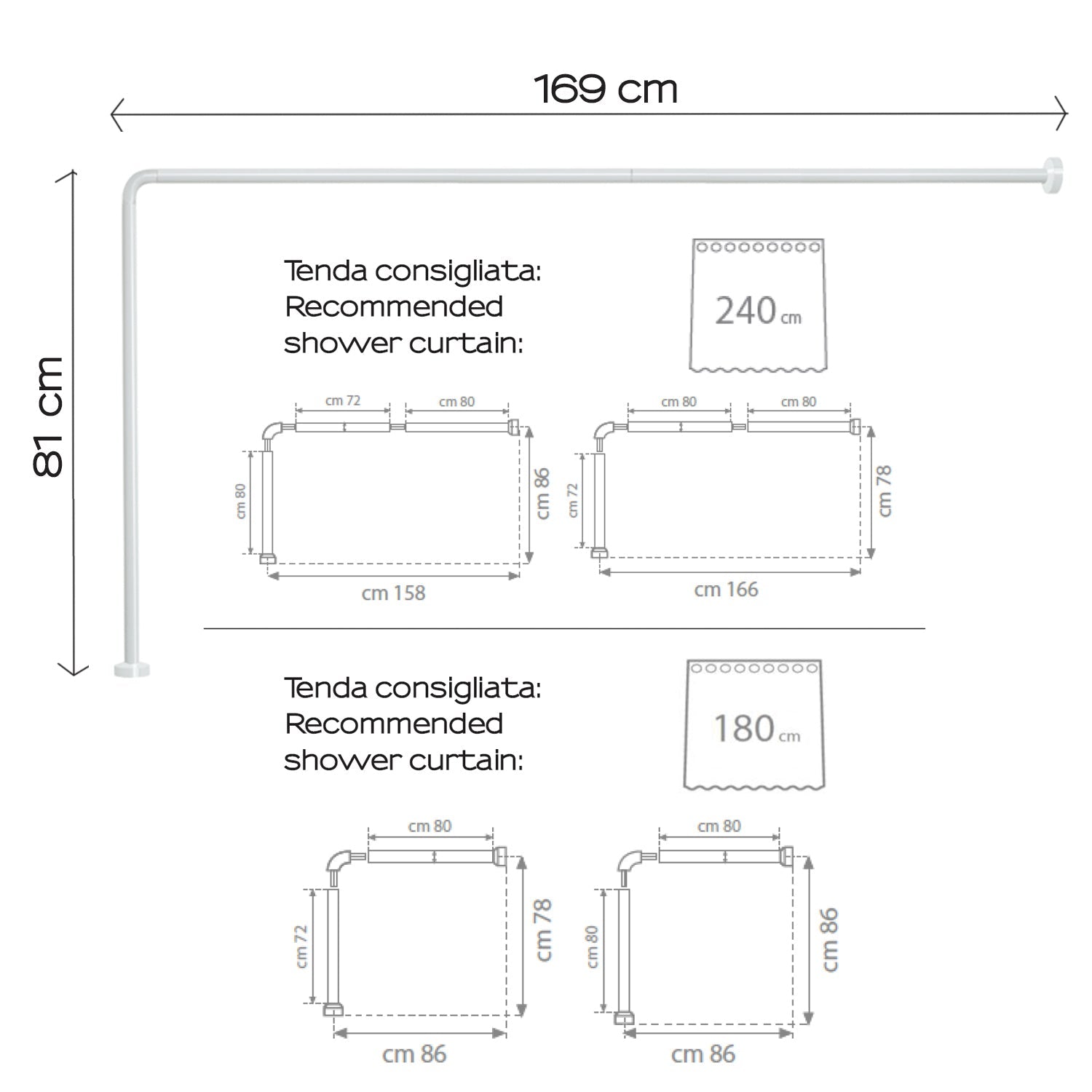  Asta doccia angolare in Alluminio 80x170 cm di Gedy - Bianco by CeramicStore | Lo specialista del tuo bagno