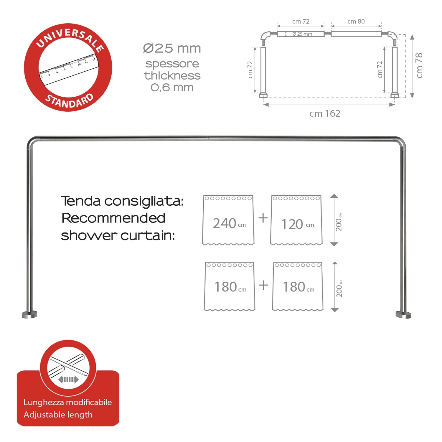  Asta doccia angolare 80x170x80 cm di Gedy - Alluminio Anodizzato by CeramicStore | Lo specialista del tuo bagno