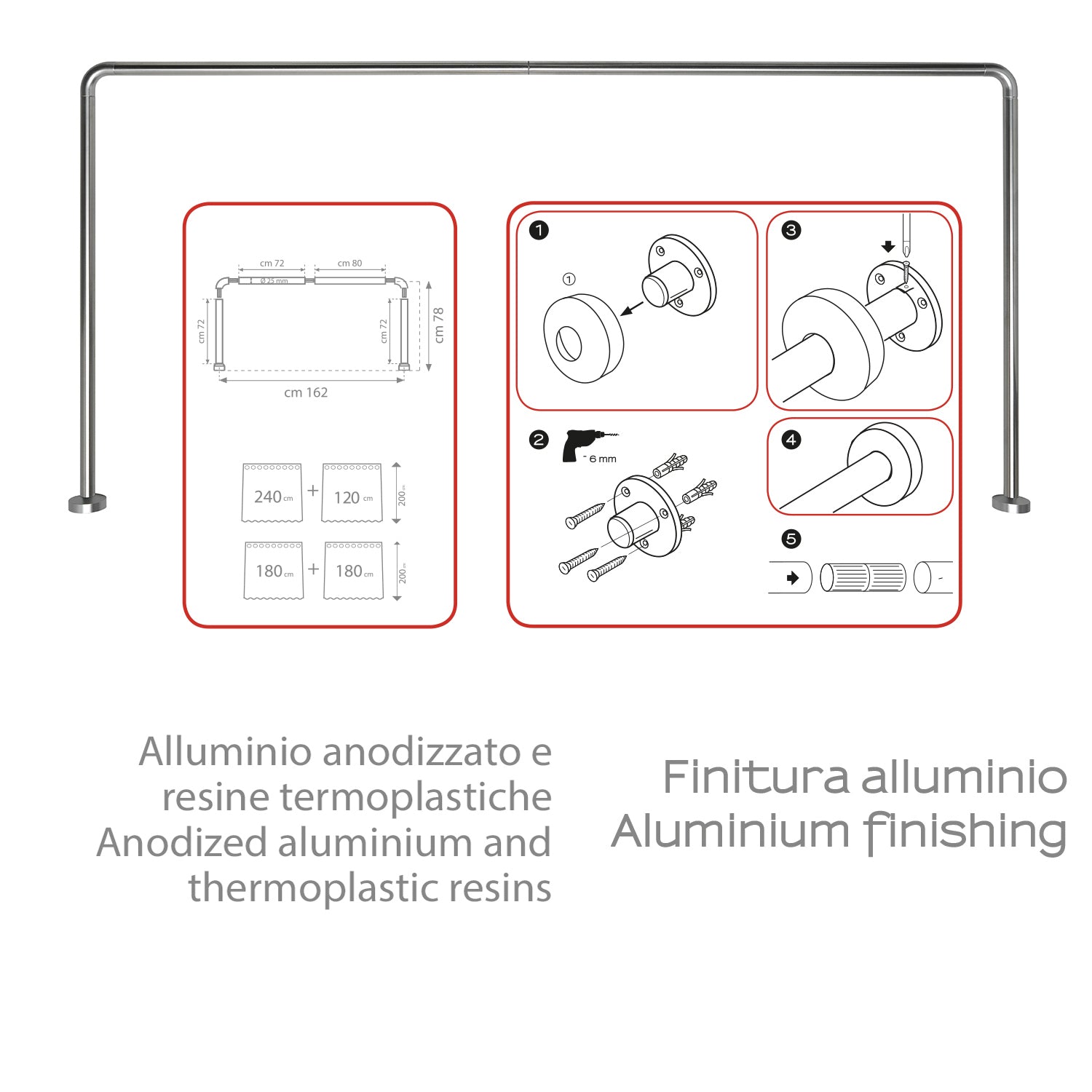  Asta doccia angolare 80x170x80 cm di Gedy - Alluminio Anodizzato by CeramicStore | Lo specialista del tuo bagno