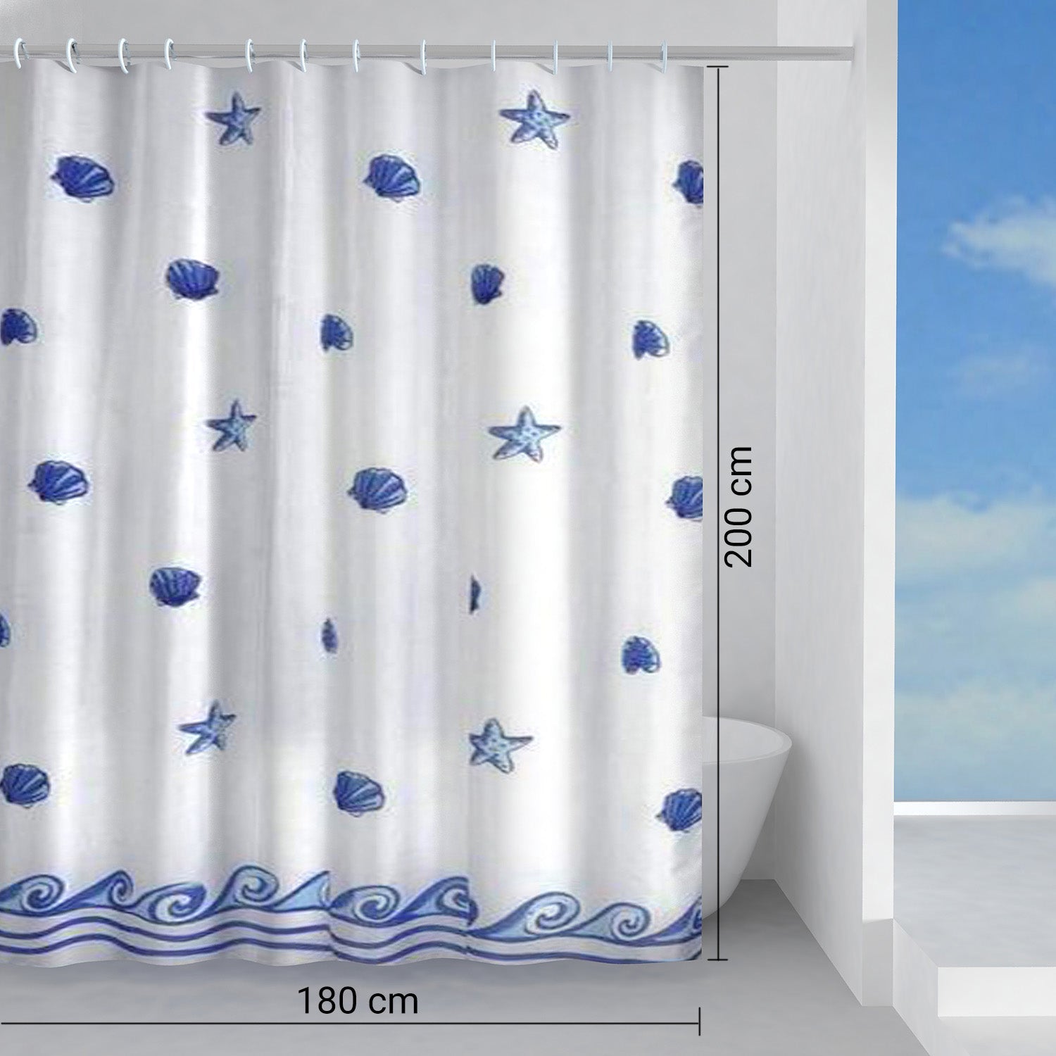  Tenda doccia in tessuto 240x200 cm modello Riva di Gedy - Blu by CeramicStore | Lo specialista del tuo bagno