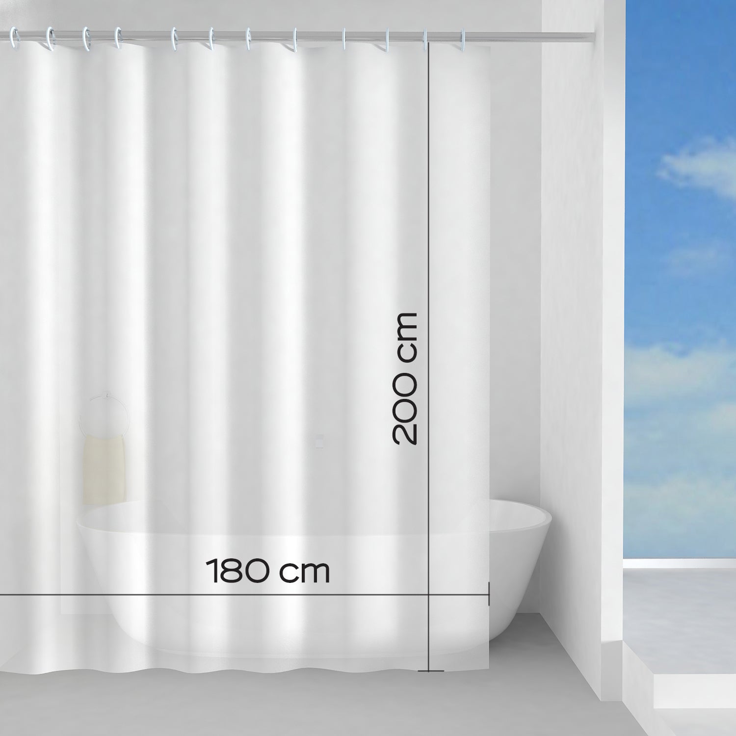  Tenda doccia in tessuto 180x200 cm modello Basic di Gedy - Bianco by CeramicStore | Lo specialista del tuo bagno