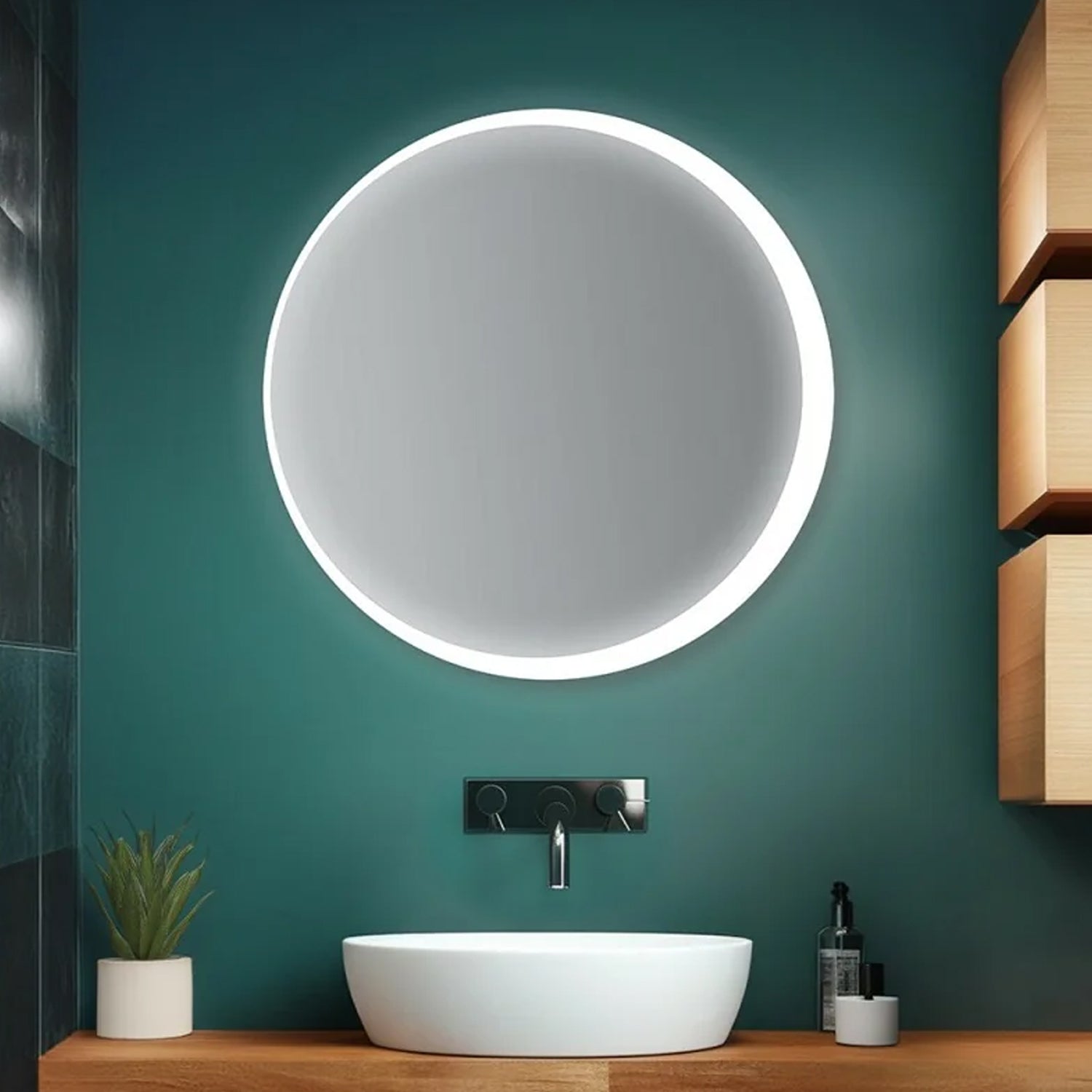 Specchio rotondo retroilluminato con luci LED Cubi&Co modello Eclipse - ø 70 cm