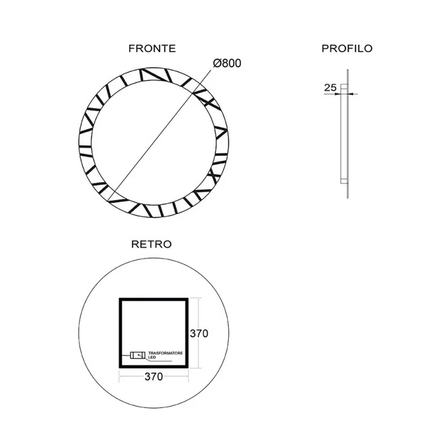 Specchio rotondo retroilluminato con luci LED Cubi&Co modello Jungle - ø 80 cm 3