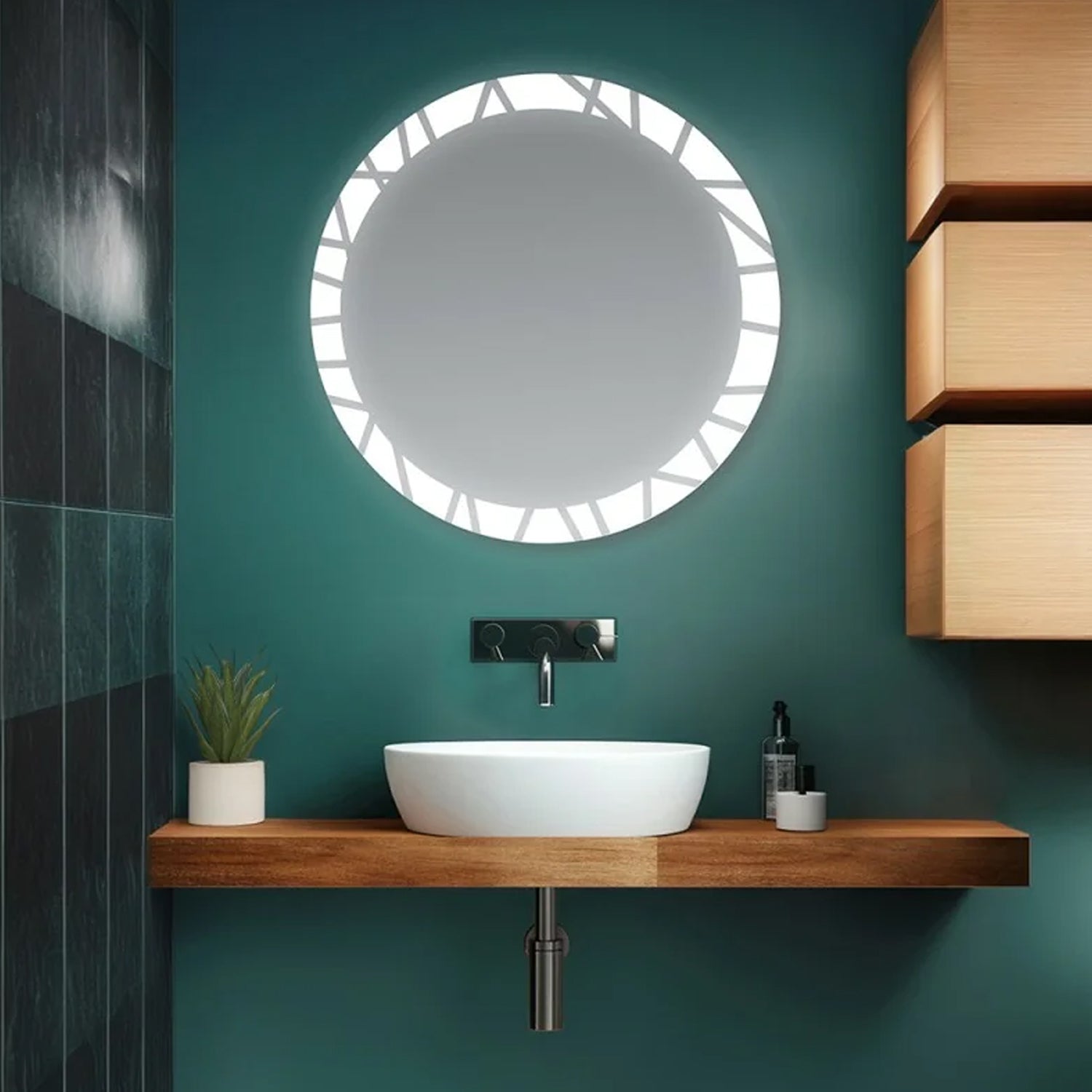 Specchio rotondo retroilluminato con luci LED Cubi&Co modello Jungle - ø 80 cm