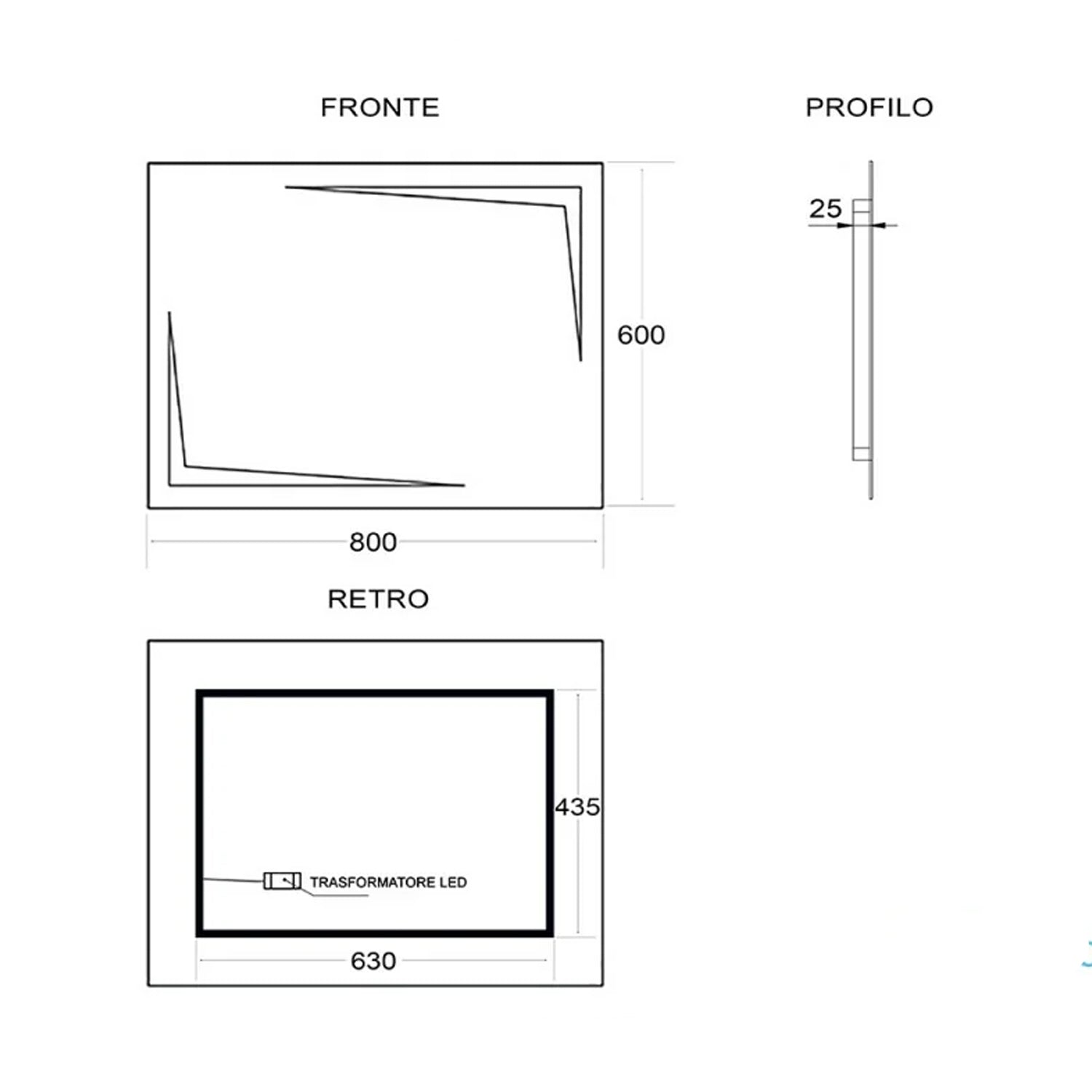 Specchio con retroilluminazione LED Cubi&Co modello Arrow - 60x80 cm 2