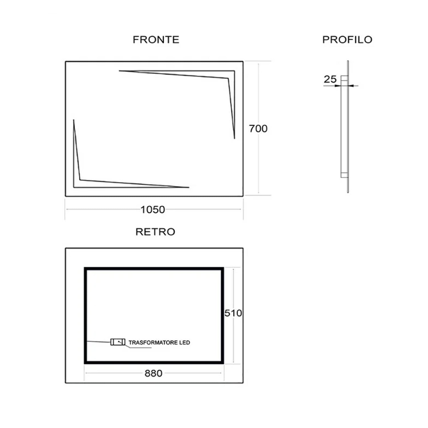 Specchio con retroilluminazione LED Cubi&Co modello Arrow - 70x105 cm 2