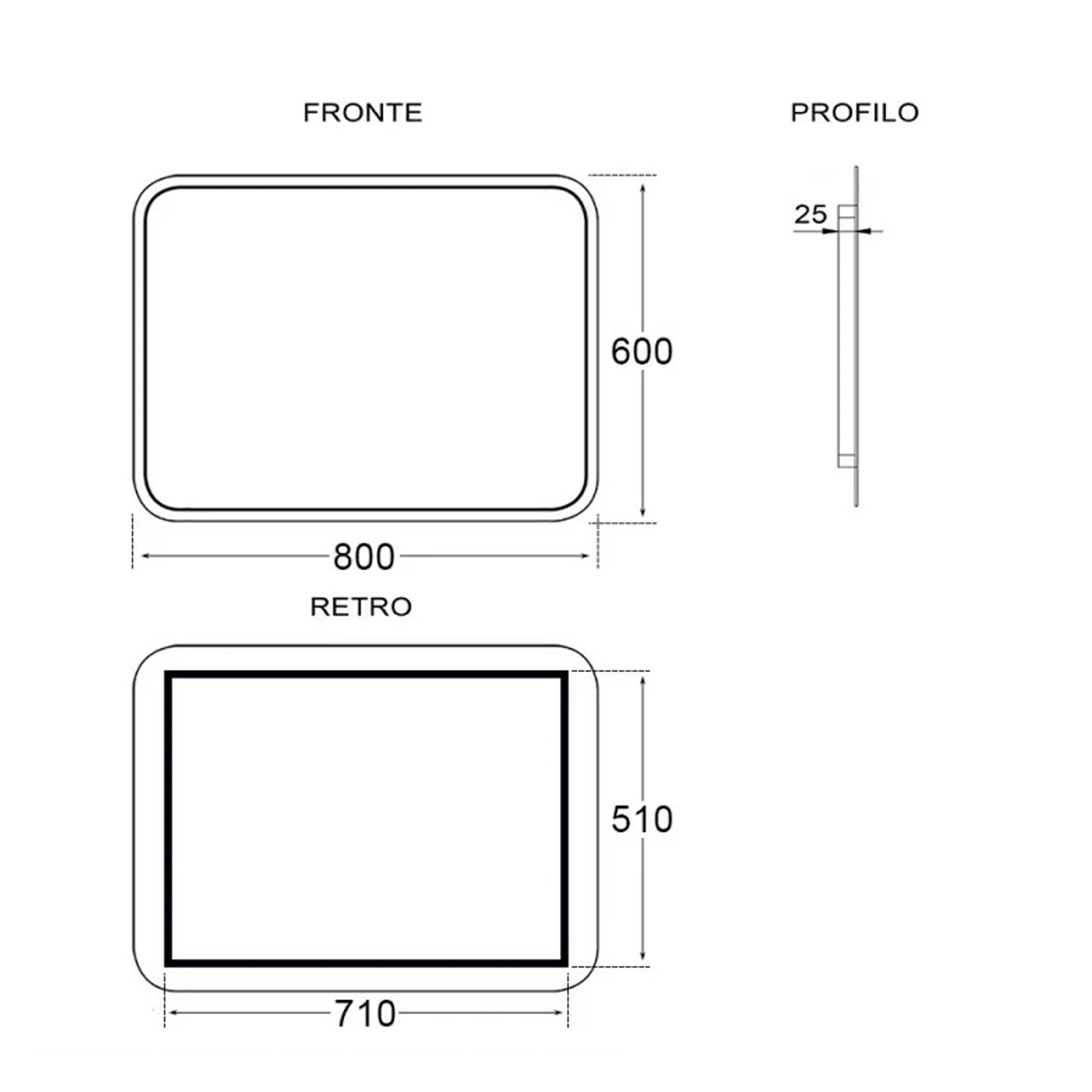 Specchio con retroilluminazione LED Cubi&Co modello Line - 60x80 cm 2