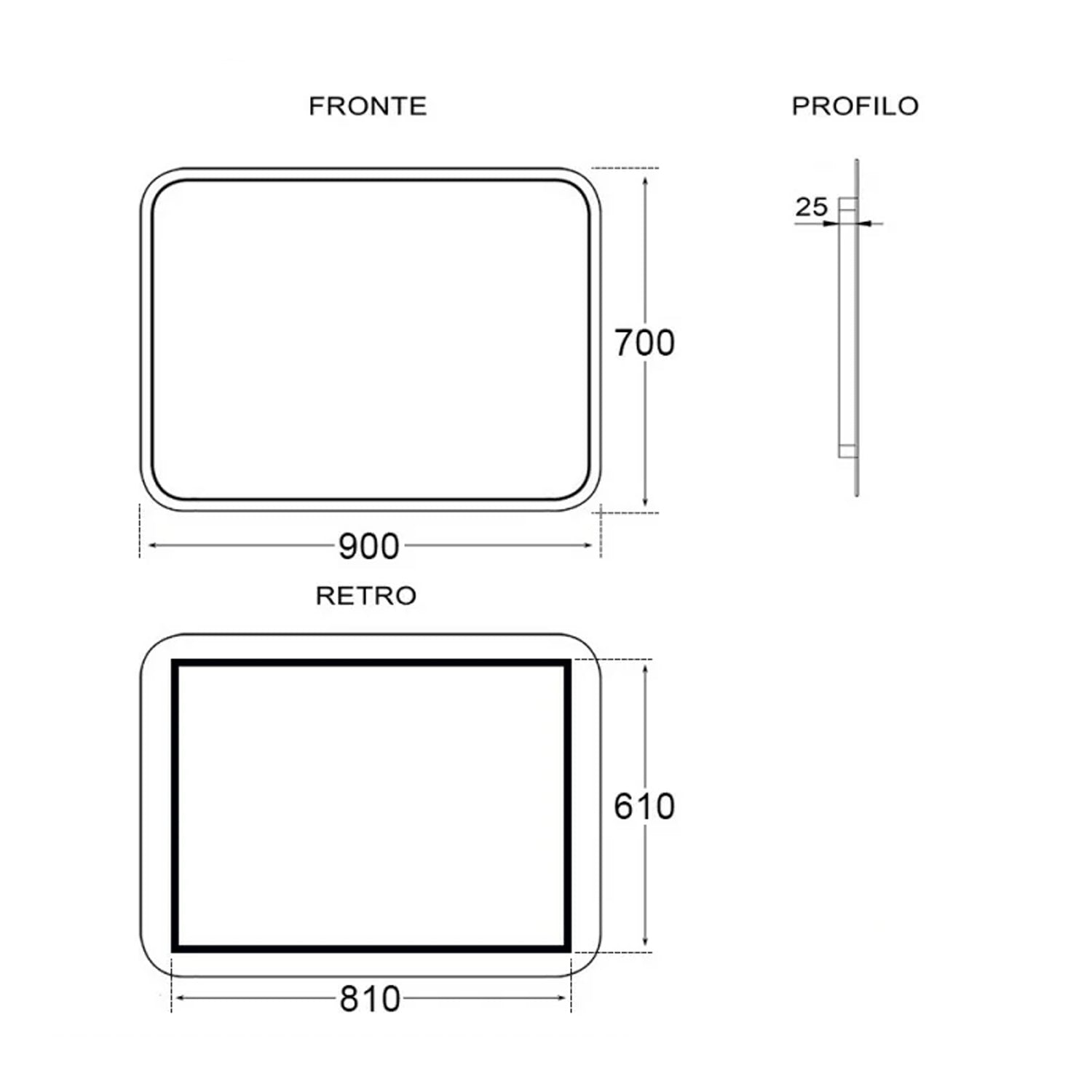 Specchio con retroilluminazione LED Cubi&Co modello Line - 70x90 cm 3