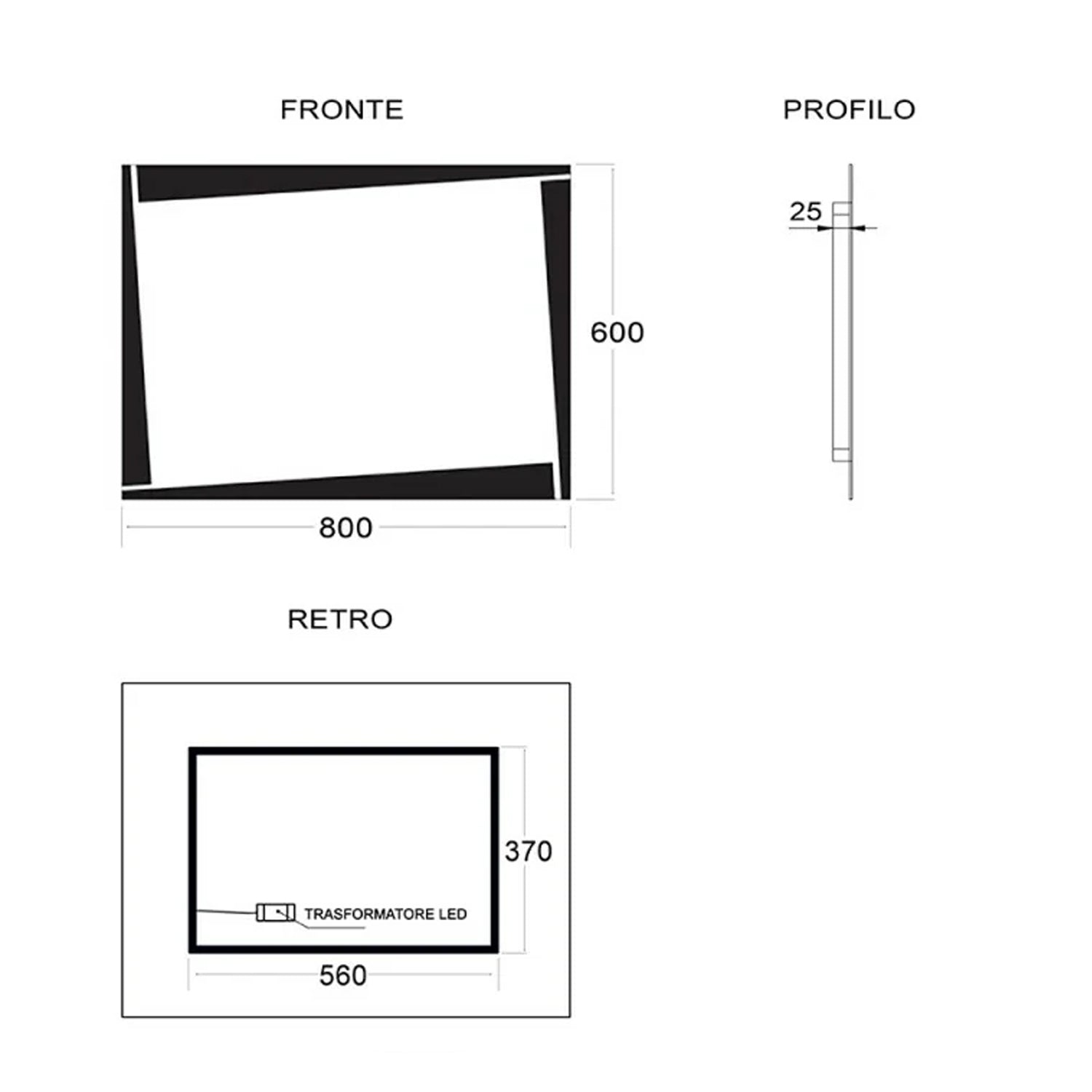 Specchio con retroilluminazione LED Cubi&Co modello Shake - 60x80 cm 3