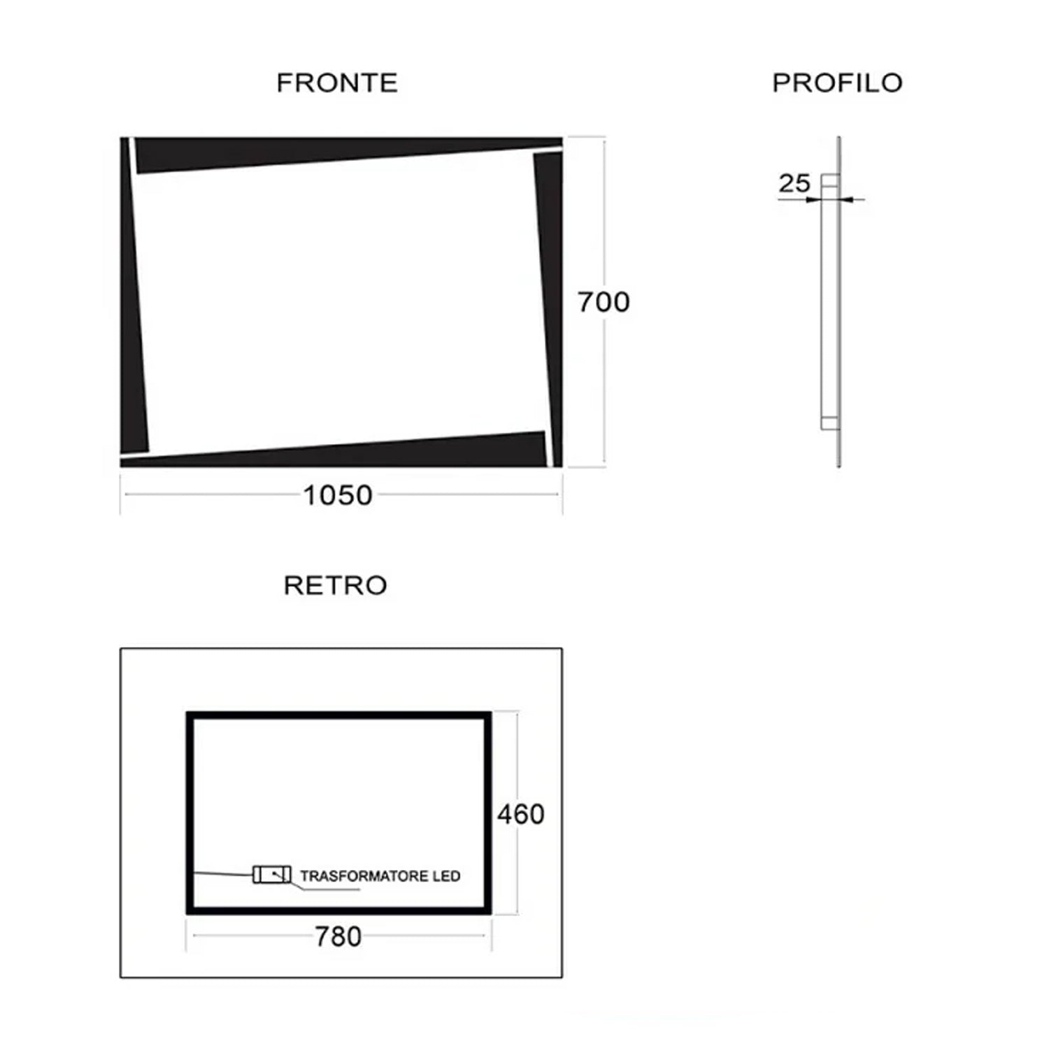 Specchio con retroilluminazione LED Cubi&Co modello Shake - 70x90 cm 3