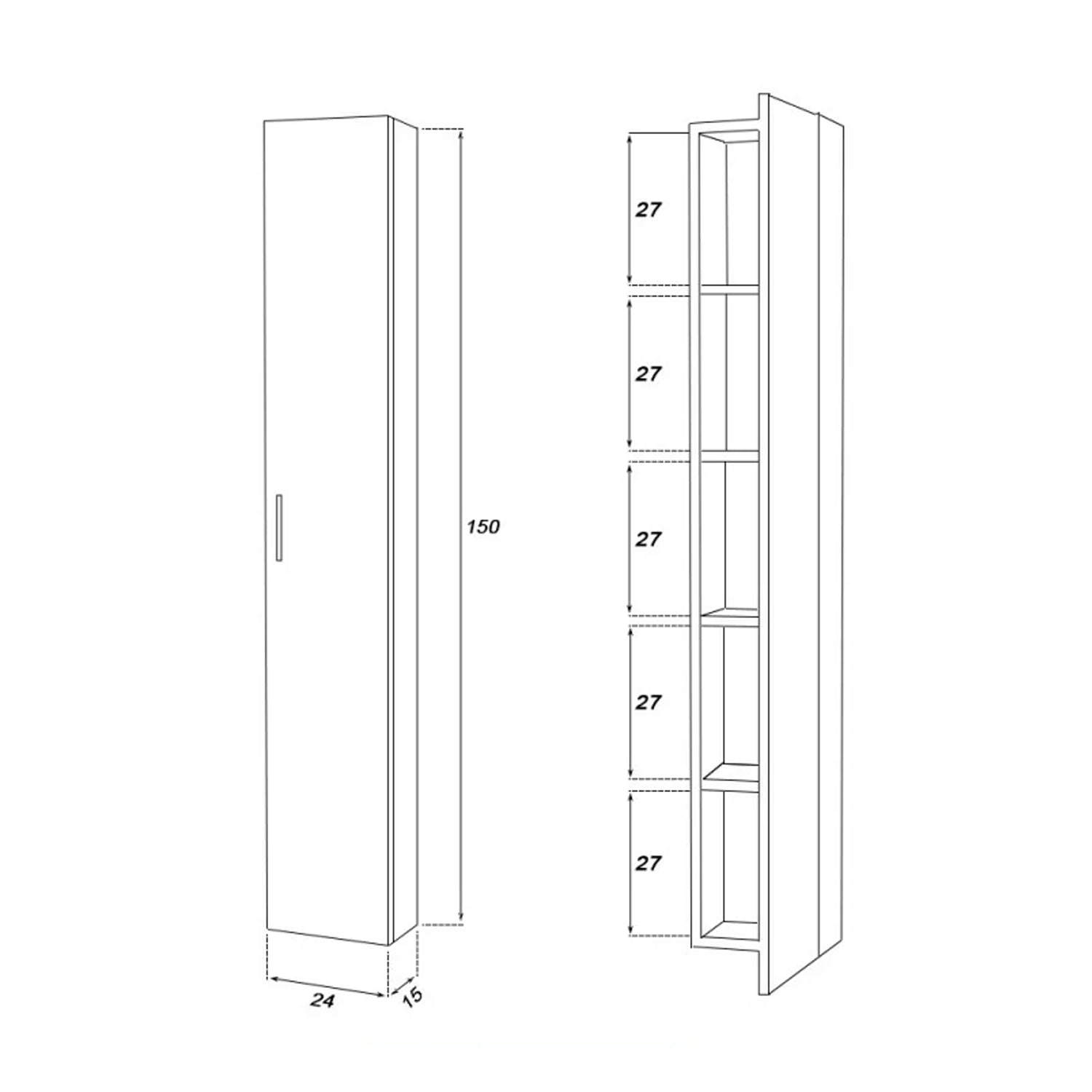 Pensile bagno Cubi&Co serie Grace con anta lunga 24x150x15 cm - Bianco Lucido 2
