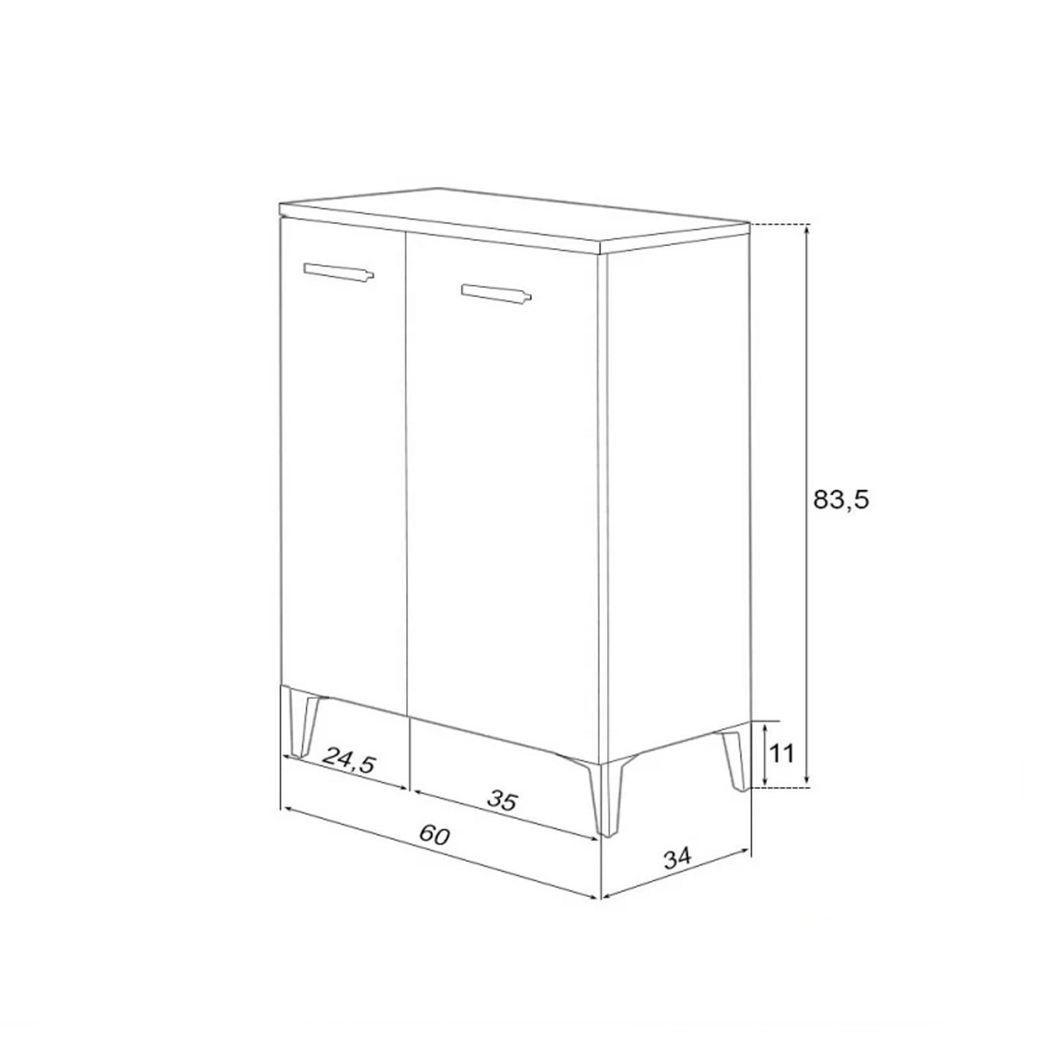 Armadio basso o scarpiera a due ante Cubi&Co serie Star 60 x 83,5 cm - Grigio 3