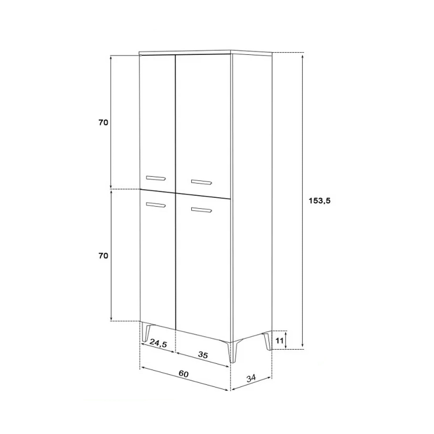 Armadio o scarpiera a quattro ante Cubi&Co serie Star 60x154 cm - Bianco lucido 2