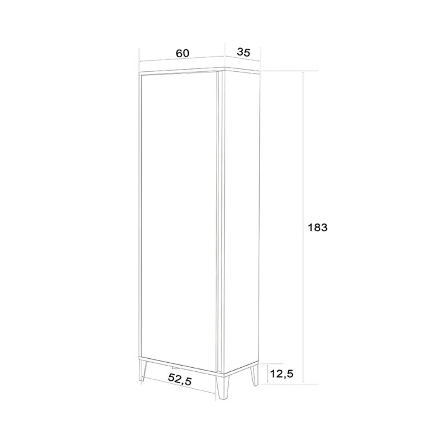 Colonna armadio portascopa Cubi&Co serie Mondial con chiusura slow motion 60x183x35 cm - Rovere chiaro 2