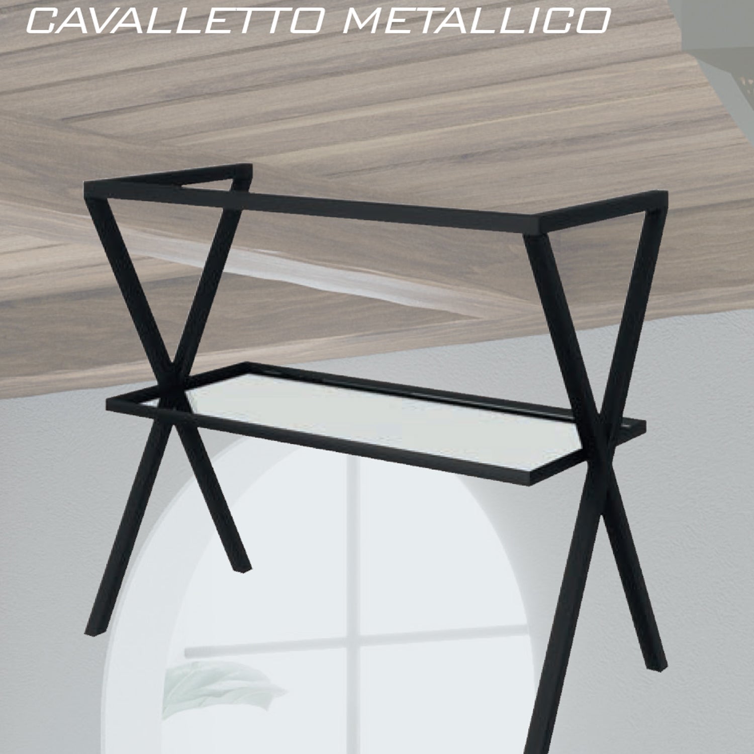  Mobile bagno in metallo nero con lavabo d'appoggio nero opaco e specchio led cm 80 top rovere naturale- Cubi&Co modello Destiny 4 by CeramicStore | Lo specialista del tuo bagno