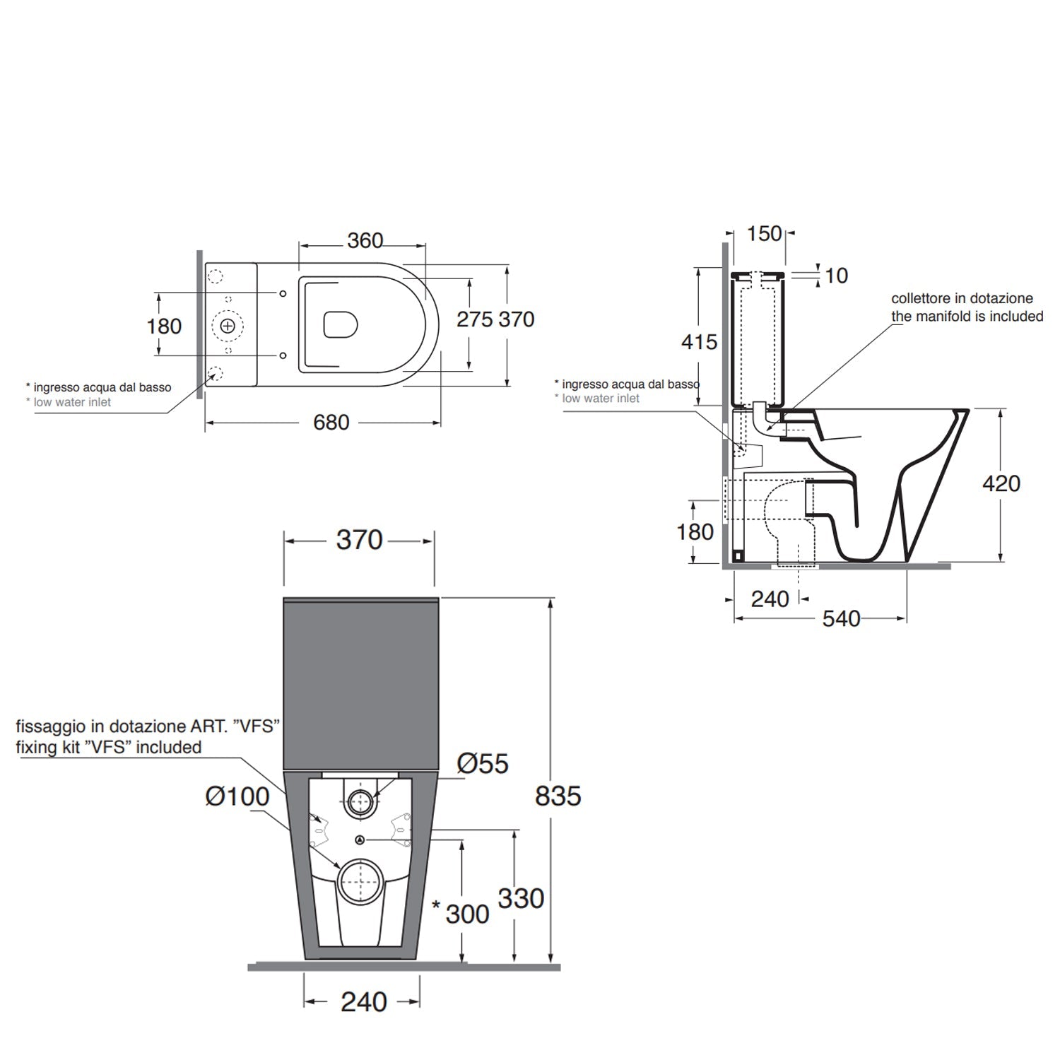  Vaso monoblocco Azzurra serie Forma 68x37x83
