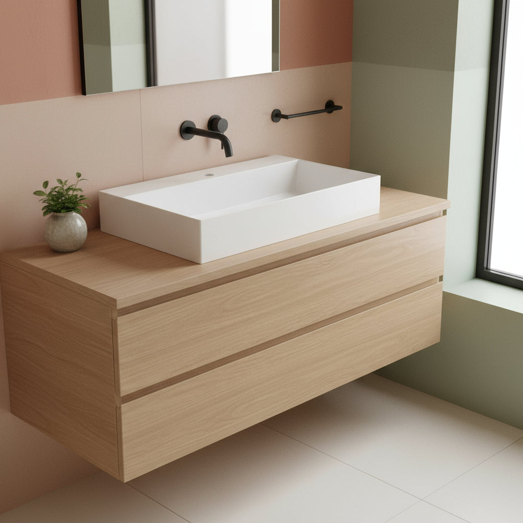 Lavabo appoggio/sospeso Azzurra serie Elegance Squared 61x40 cm - Bianco lucido