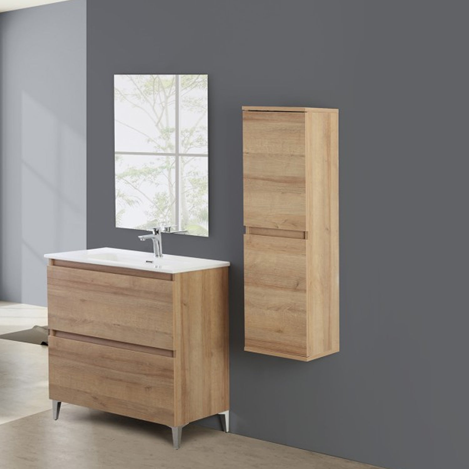 900203 - Mobile bagno a terra 81 cm  con lavabo e specchio Collezione Revival Cubi&co 4