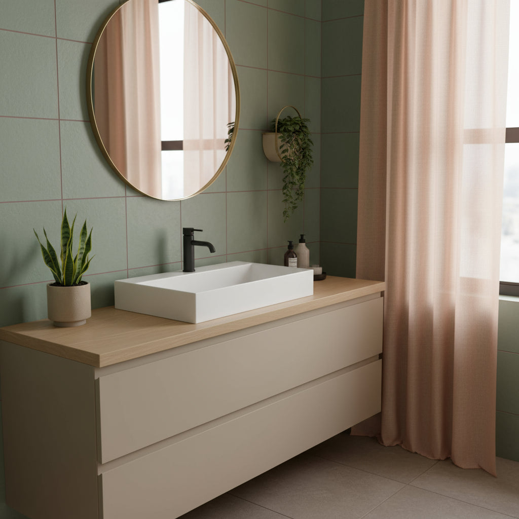 Lavabo appoggio/sospeso Azzurra serie Elegance Squared 102x40 cm - Bianco lucido