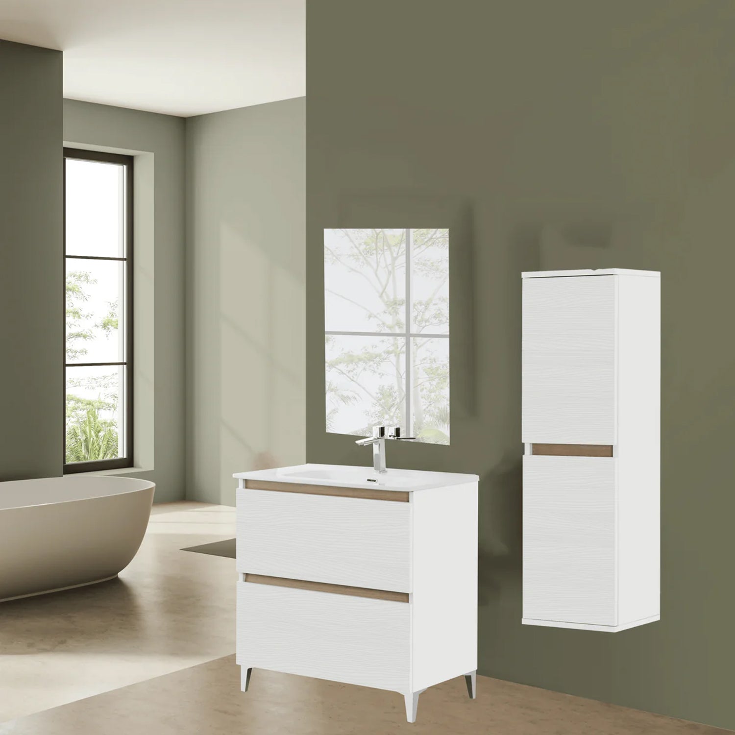 900271 - Mobile bagno a terra 81 cm con lavabo e specchio Collezione Revival Cubi&co 4