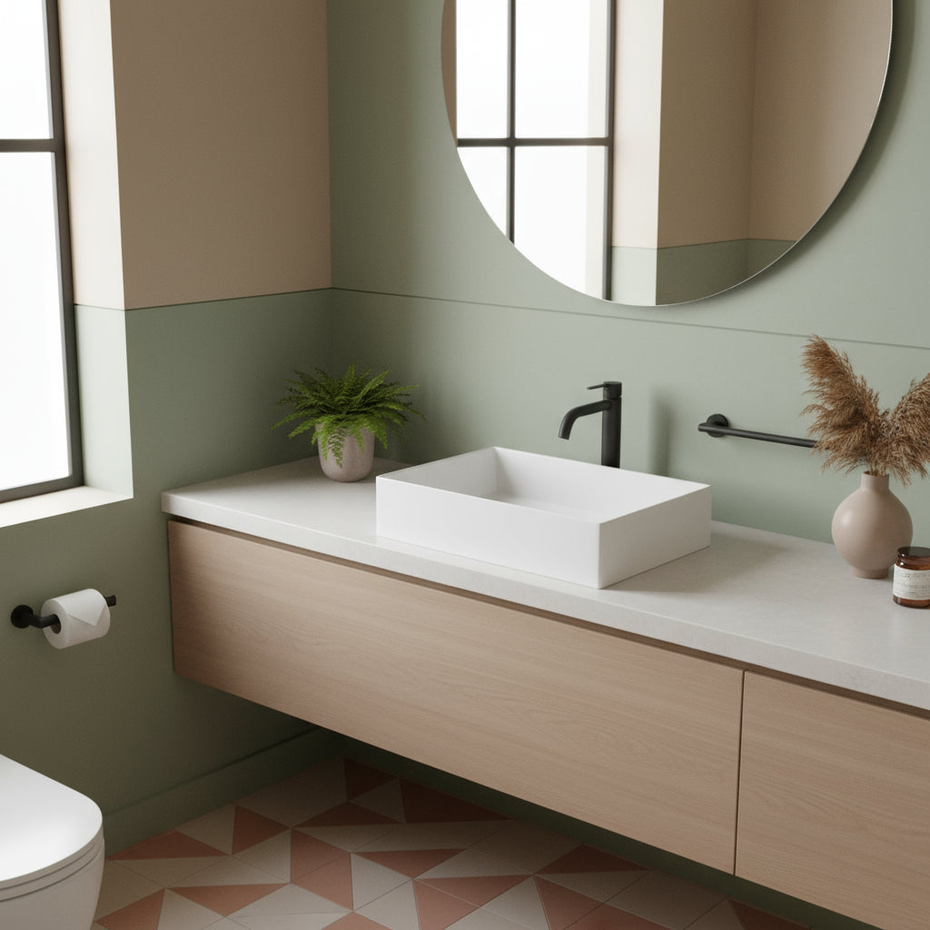 Lavabo da appoggio squadrato Ceramica Azzurra Elegance 35x35 cm senza foro rubinetteria