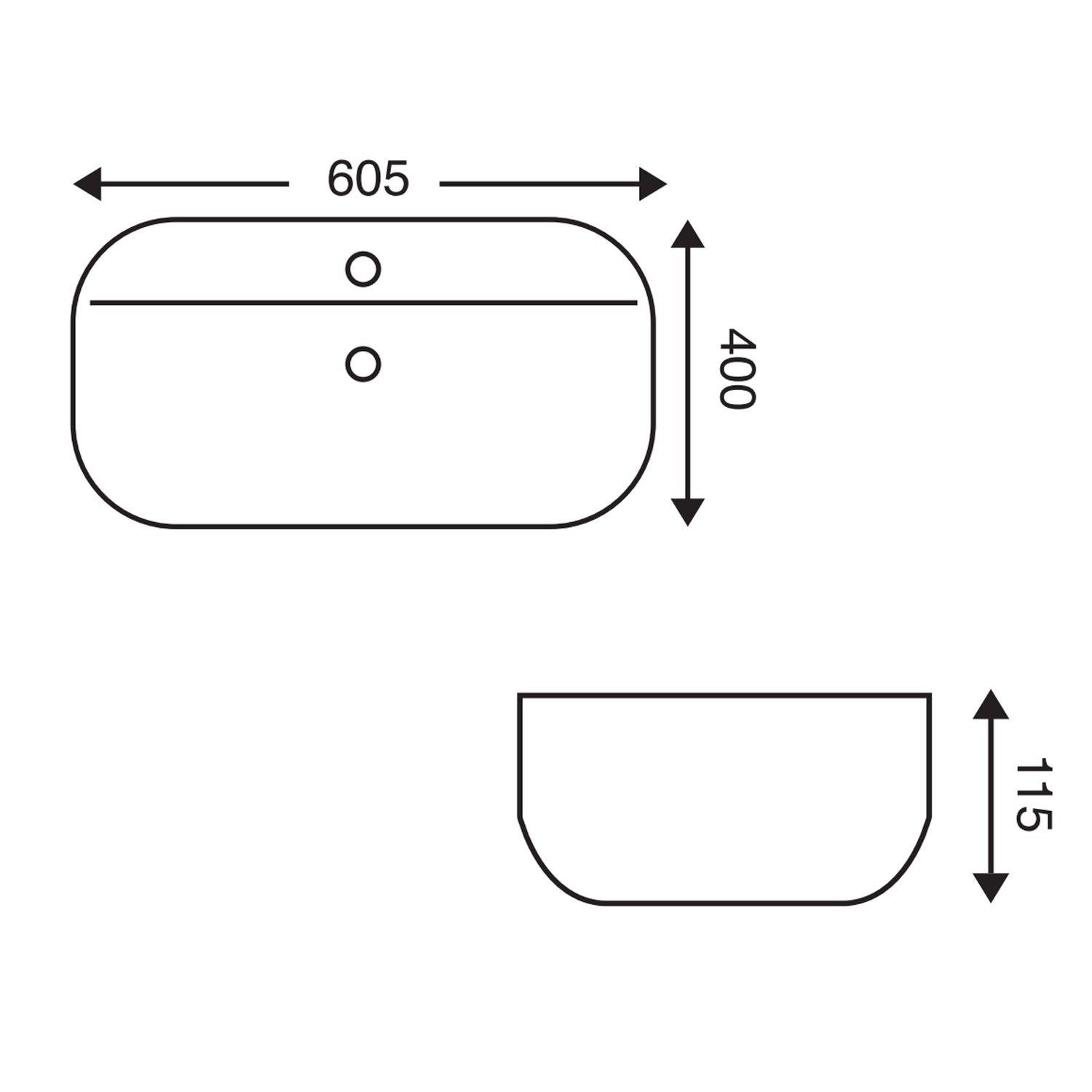  Lavabo da appoggio ovale in ceramica bianco lucido serie DRV cm 60
