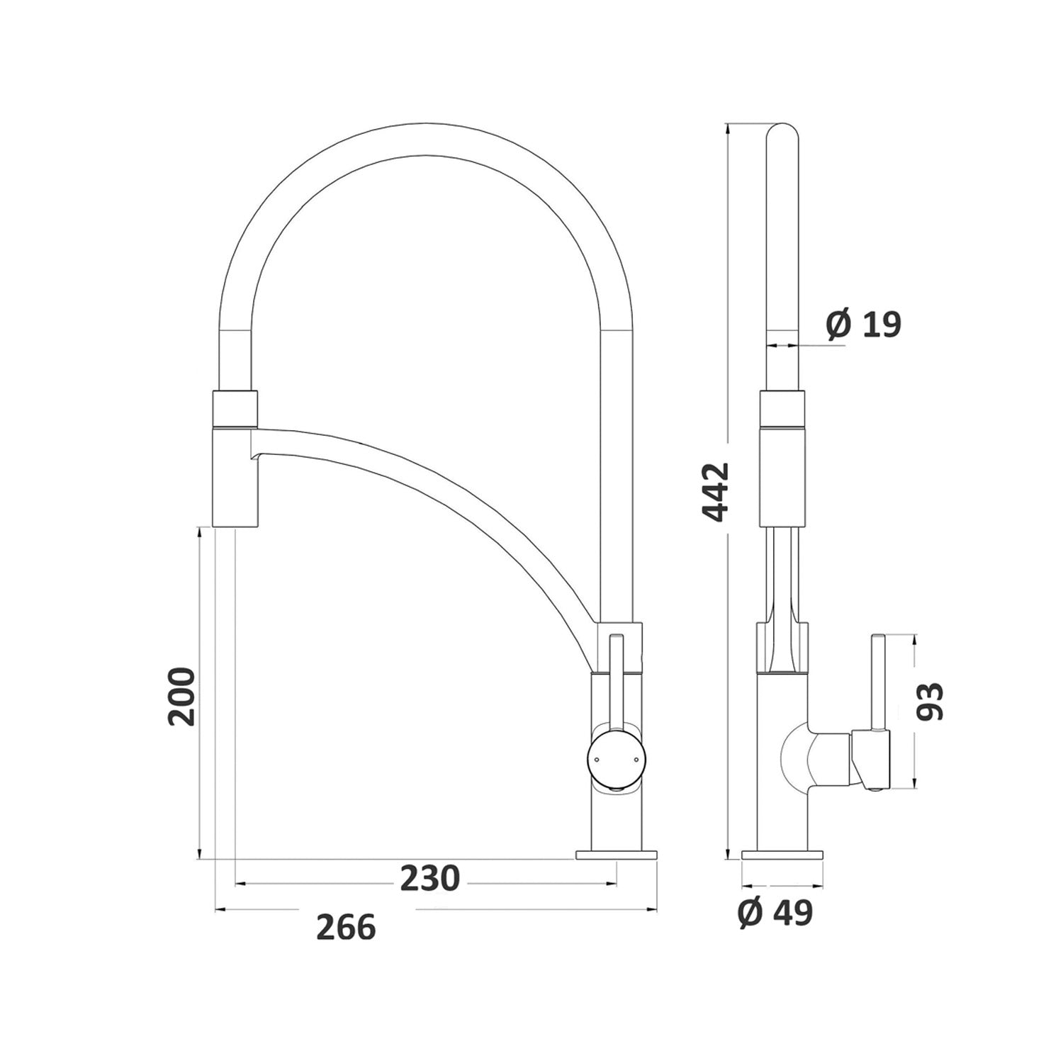  Miscelatore cucina 1 getto con canna flessibile in silicone nero Mixlav by CeramicStore | Lo specialista del tuo bagno