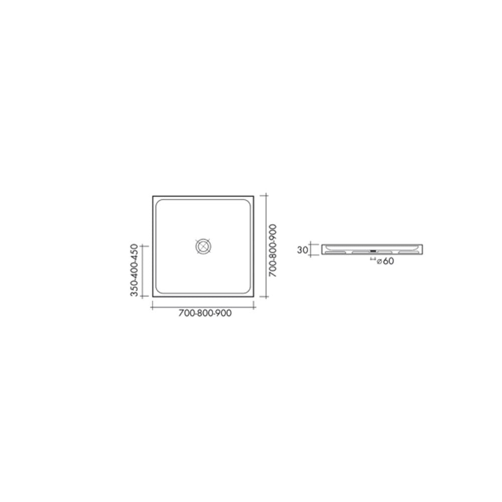  Piatto doccia filopavimento 70x70 in vetro resina con piletta ideale per disabili