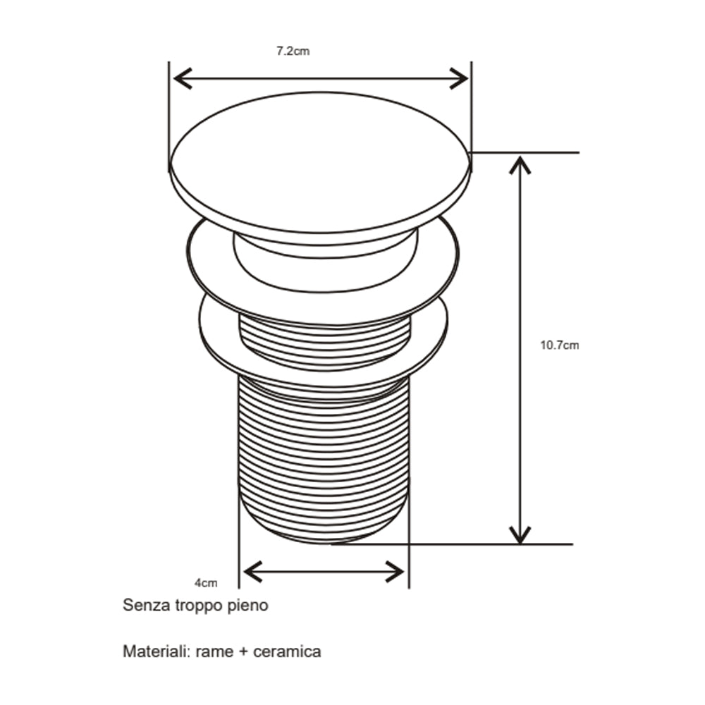  Piletta lavabo click-clack Fancy bianca con tappo tondo in ceramica senza troppo pieno by CeramicStore | Lo specialista del tuo bagno