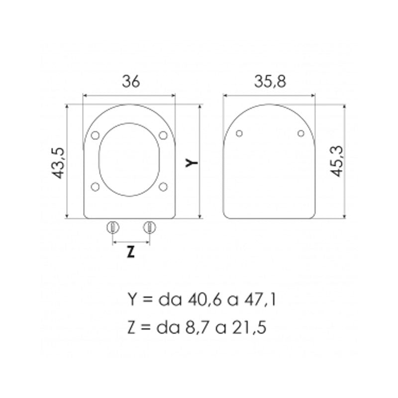  Sedile wc in termoindurente con chiusura soft per Vaso Flaminia Modello APP