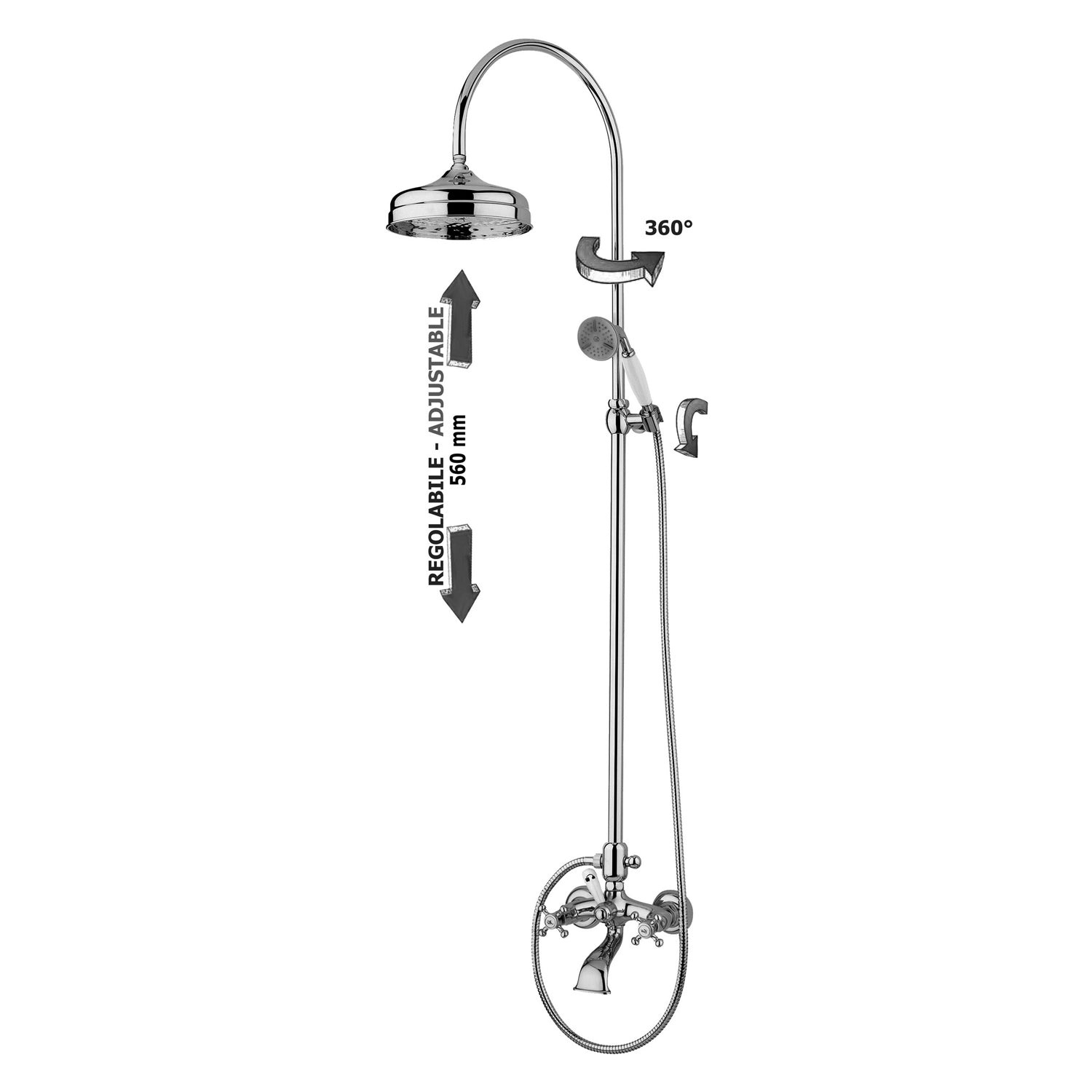 Colonna doccia regolabile Belinda con gruppo vasca/doccia Paffoni - Cromato by CeramicStore | Lo specialista del tuo bagno