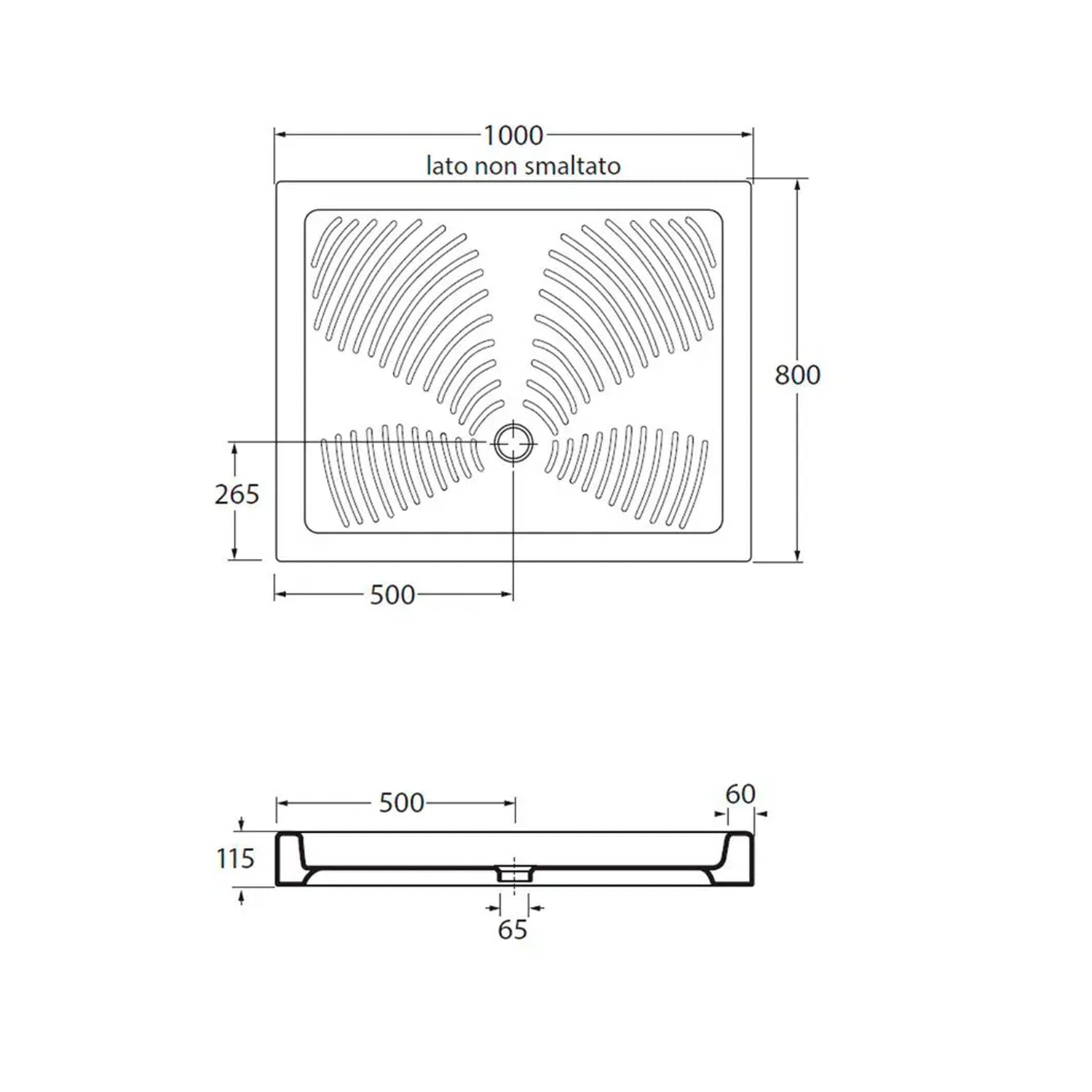 Piatto doccia in ceramica bianca lucida modello Stella 80x100cm Made in Italy 3