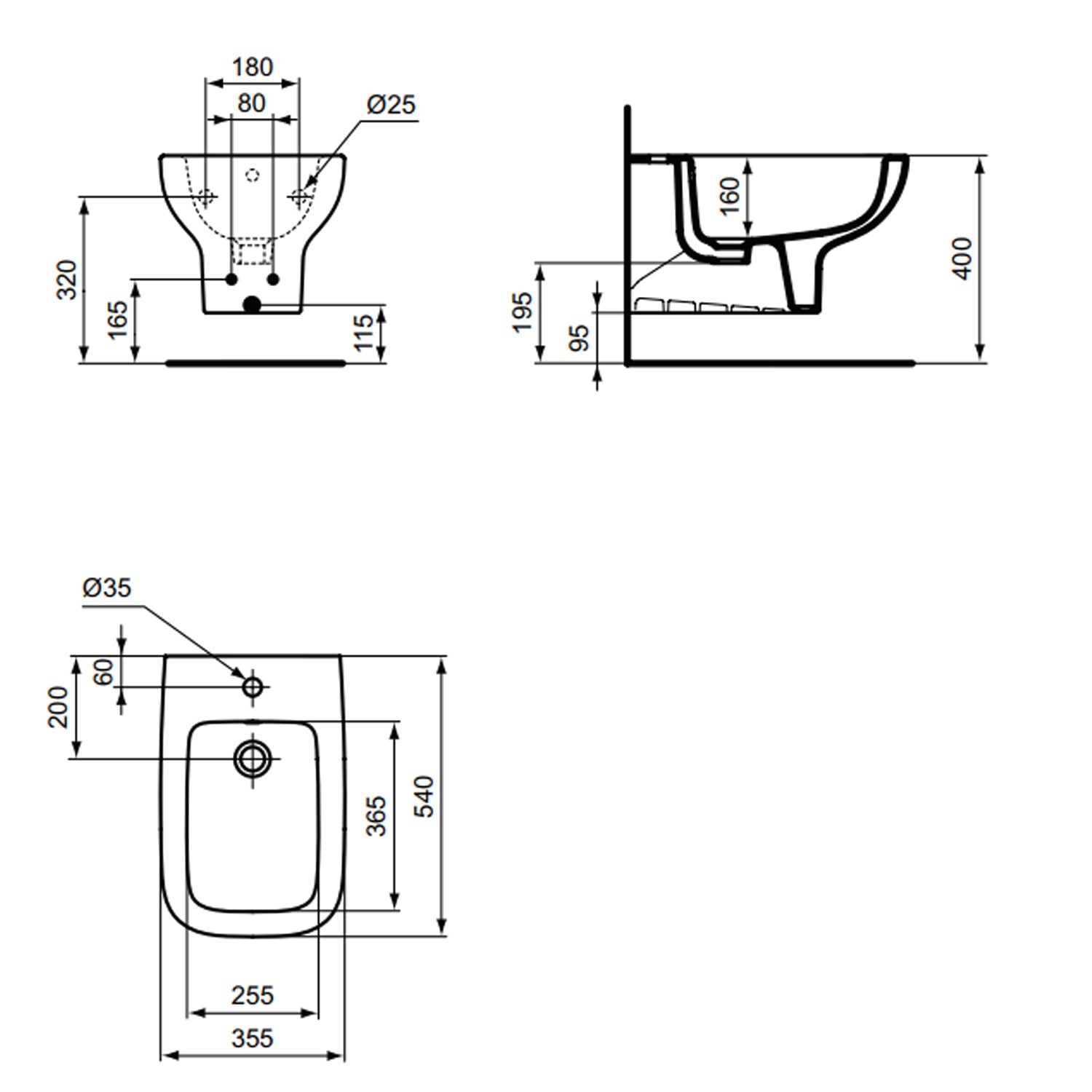 Bidet sospeso Ideal Standard modello i.life A 54x36 cm 3