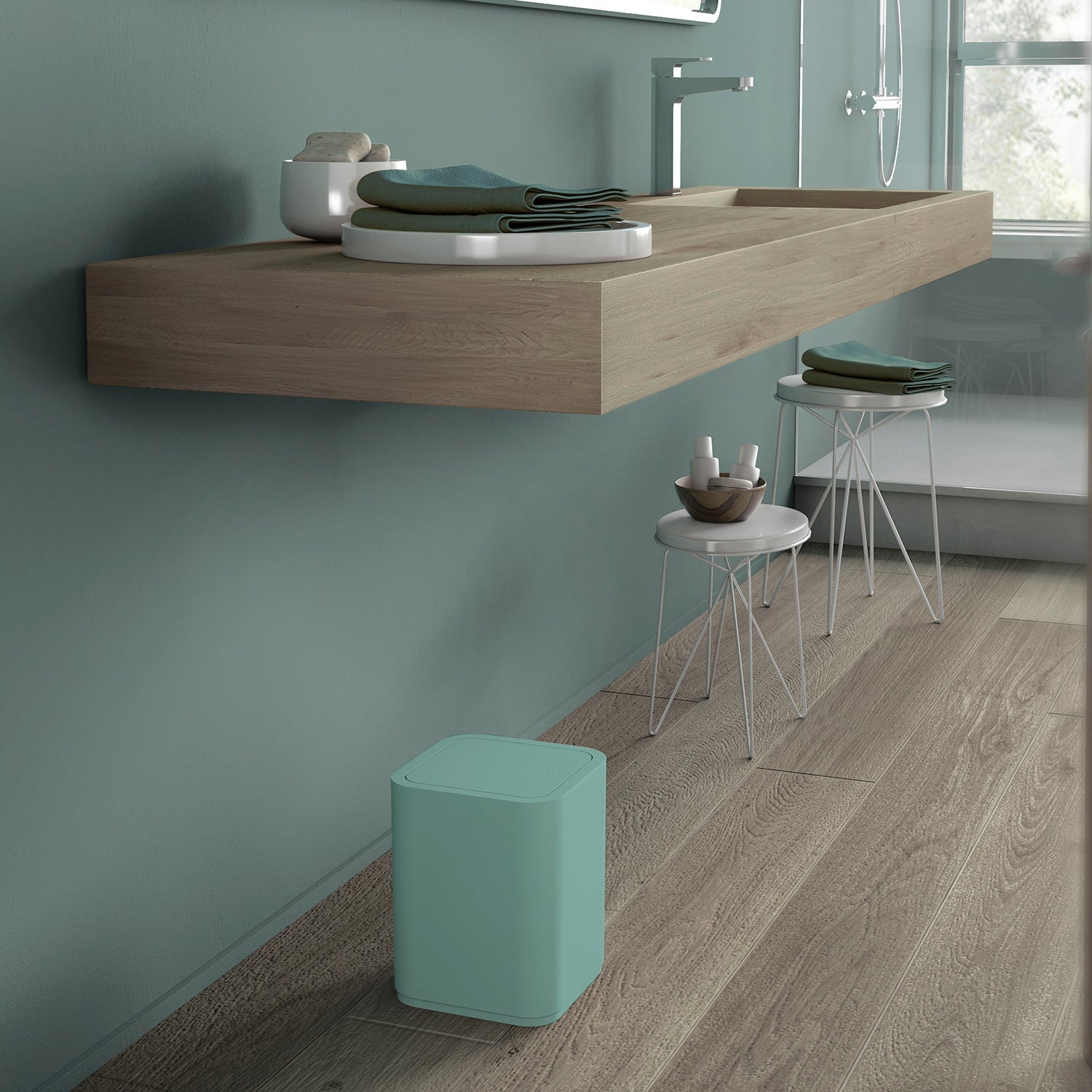  Portarifiuti 8 lt da appoggio Gedy serie Seventy - Acquamarina by CeramicStore | Lo specialista del tuo bagno