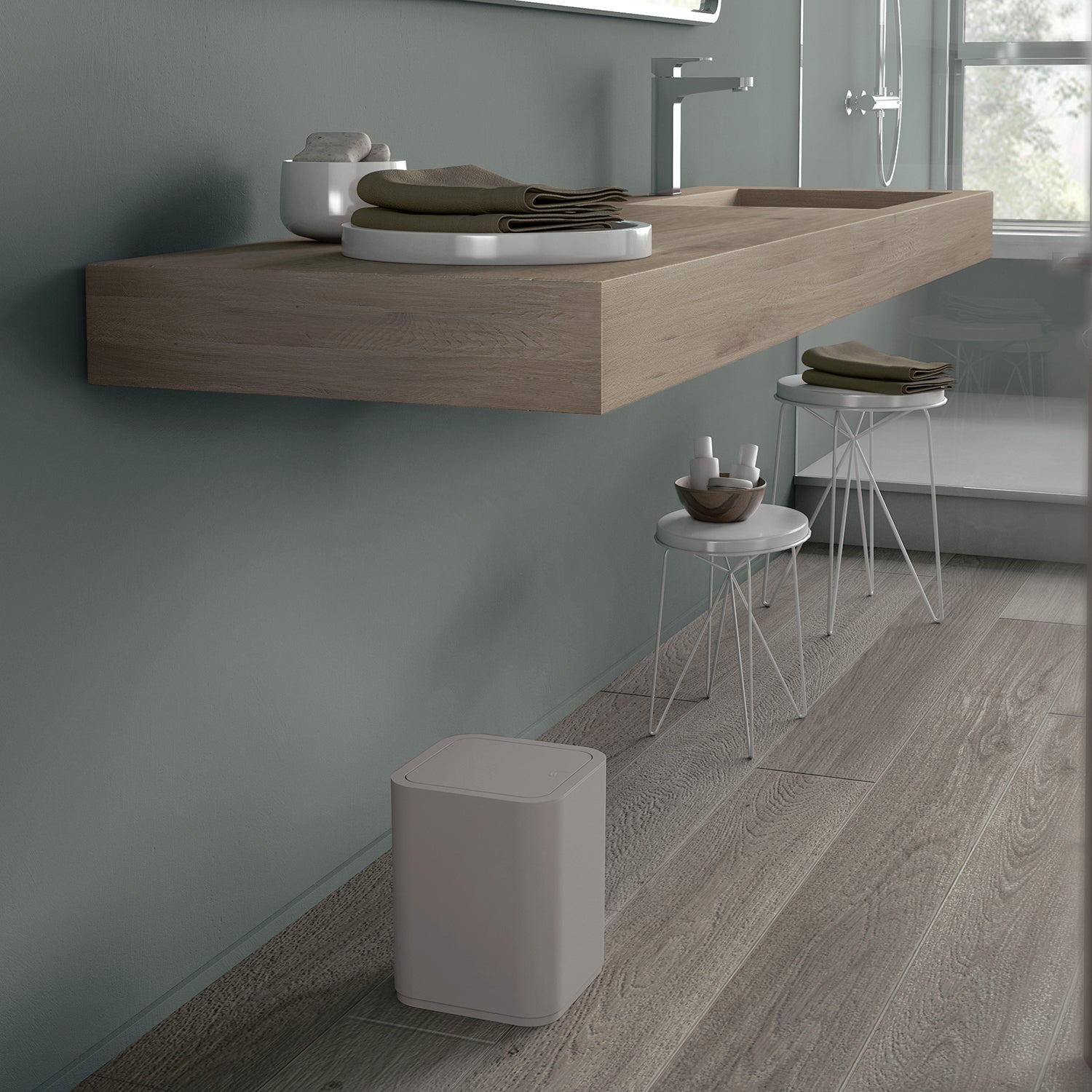  Portarifiuti 8 lt da appoggio Gedy serie Seventy - Beige by CeramicStore | Lo specialista del tuo bagno