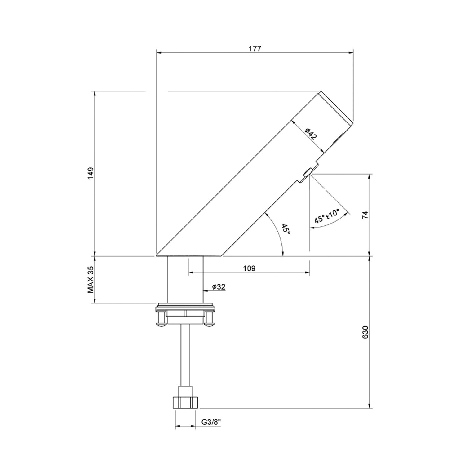 Rubinetto lavabo a fotocellula alimentato a corrente RubiFlux - Nero Matt 2