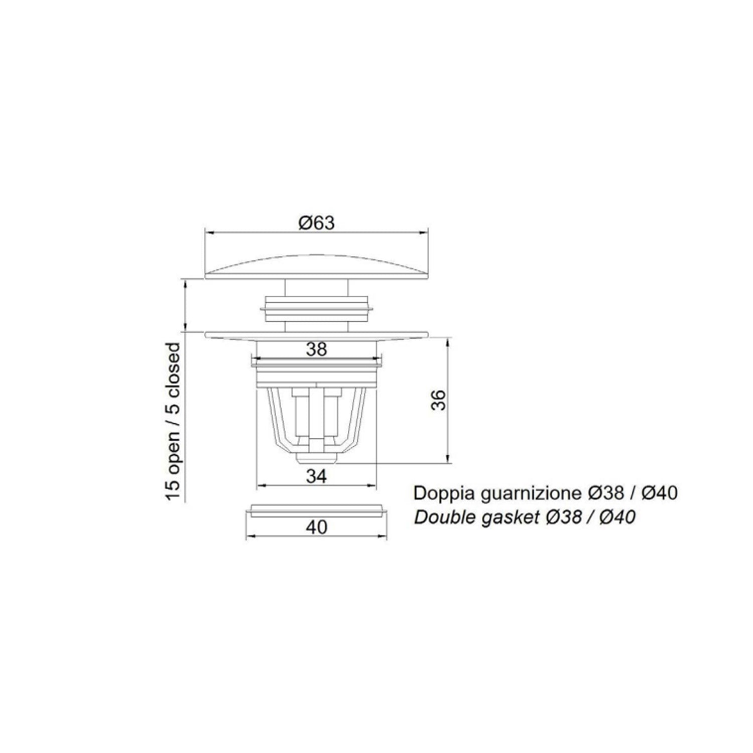 Tappo Jolly RubiFlux per riparazione vecchia piletta 1"1/4 2