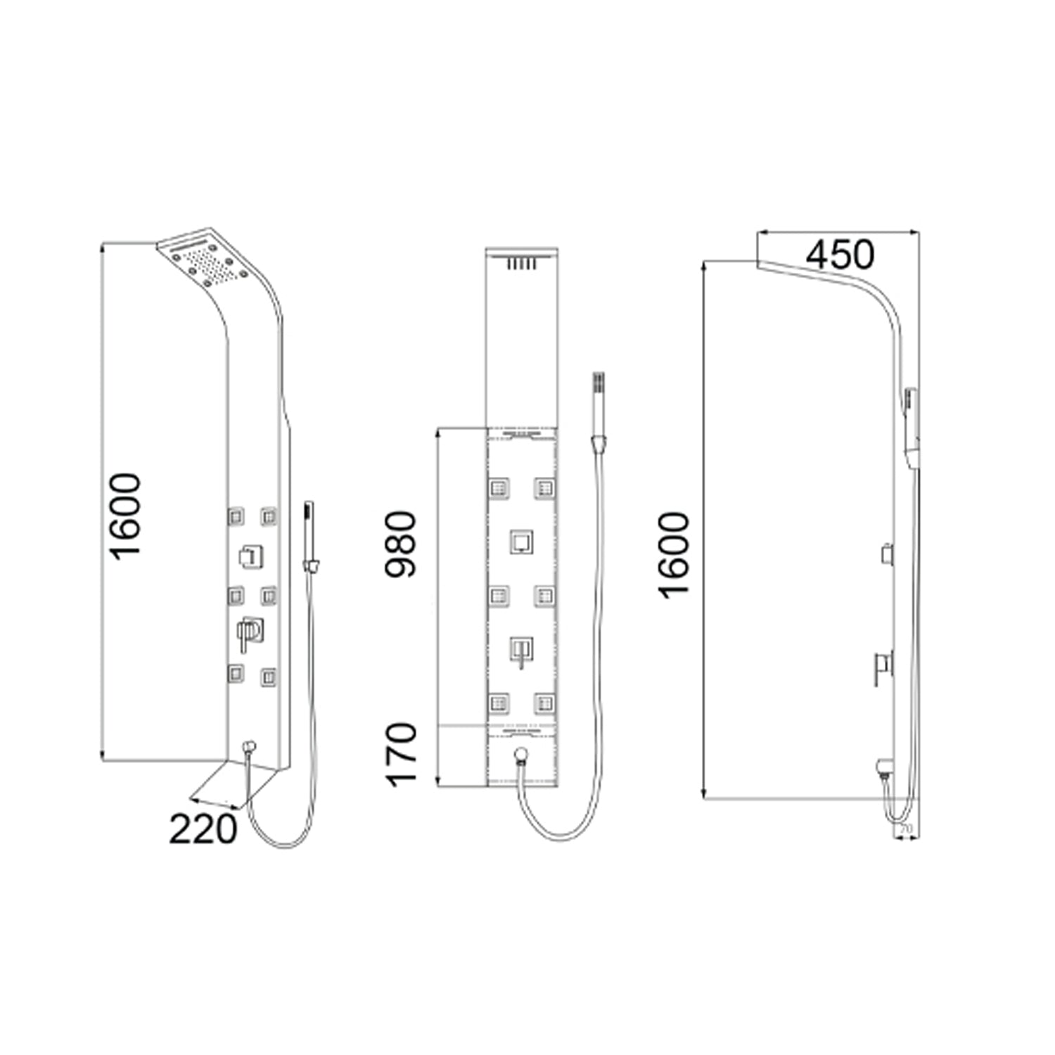 Pannello doccia multifunzionale DocciaGo modello Canyon - Acciaio Inox Lucidato 3