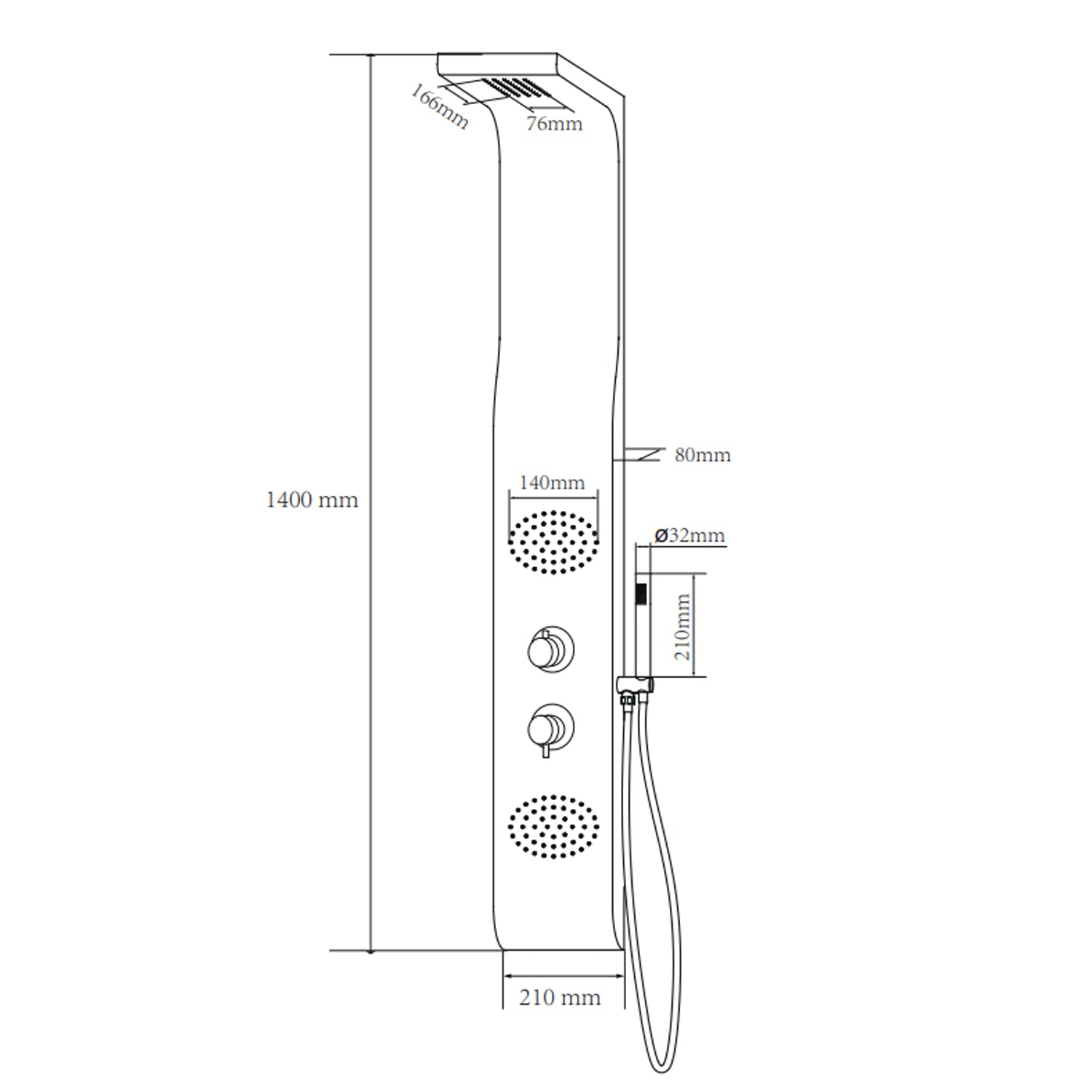 Pannello doccia multifunzionale DocciaGo modello Tropical - Nero 2