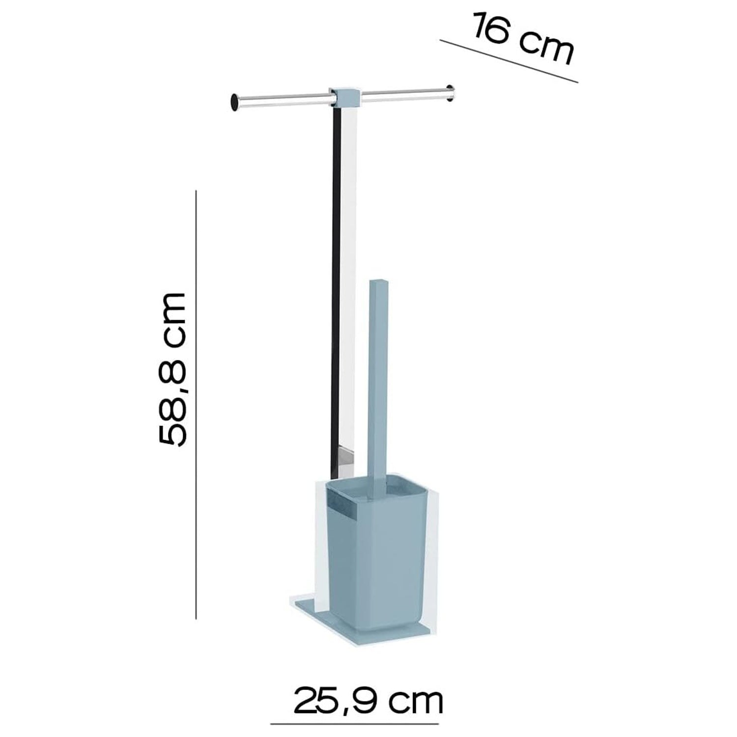 RA32-86 - Piantana porta carta igienica e scopino water in Acciaio Inox Gedy linea Rainbow - Finitura Celeste 2