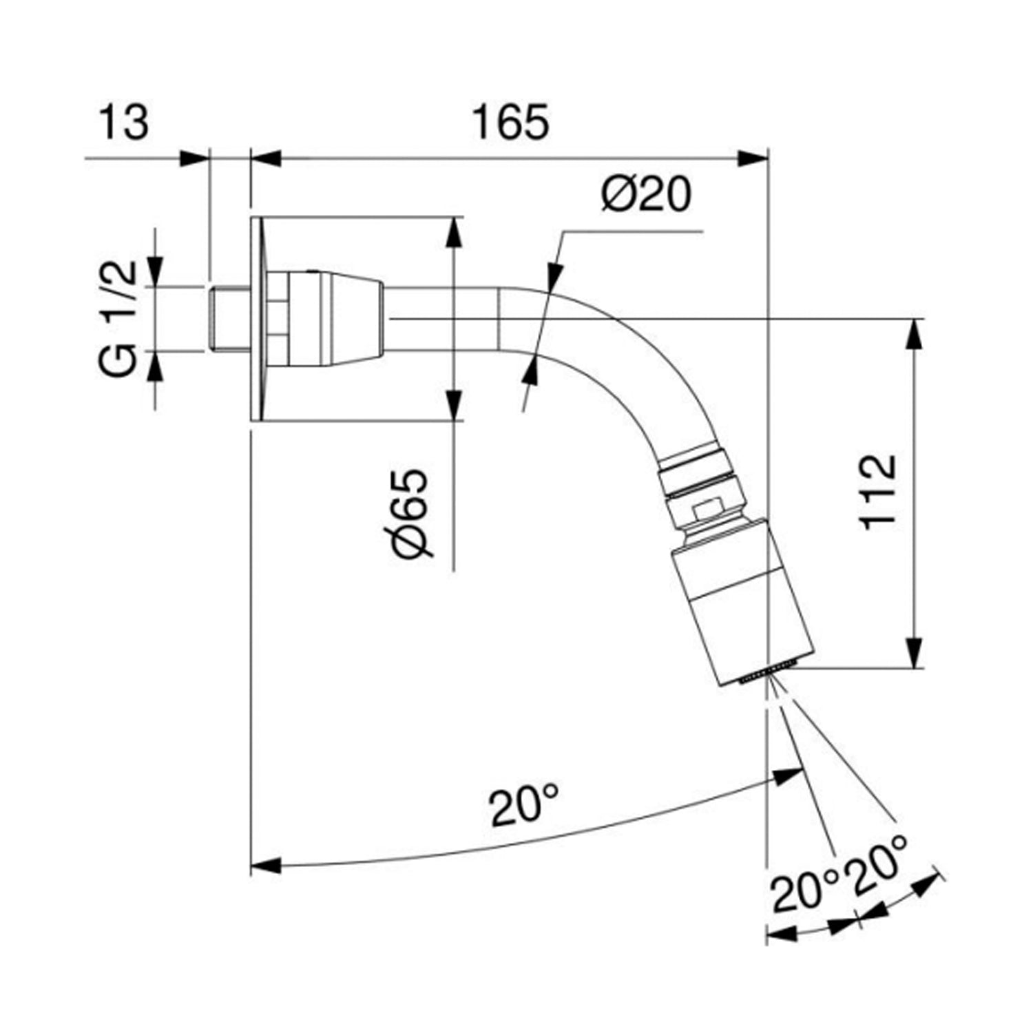 Braccio doccia antivandalo con soffione orientabile 16,5 cm - Cromo 2