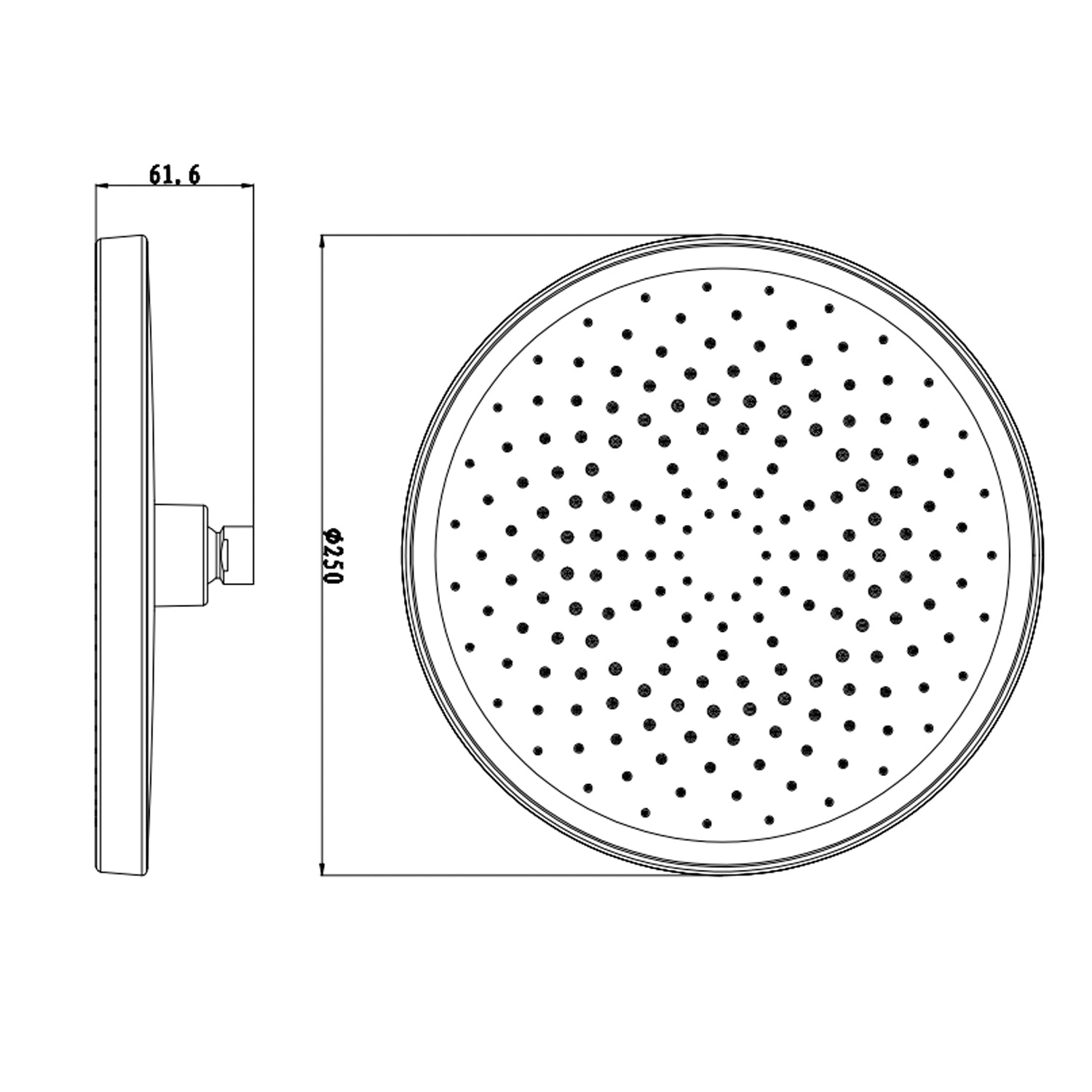 Soffione doccia ø250 mm DocciaGo modello Vega - Nero Opaco 2
