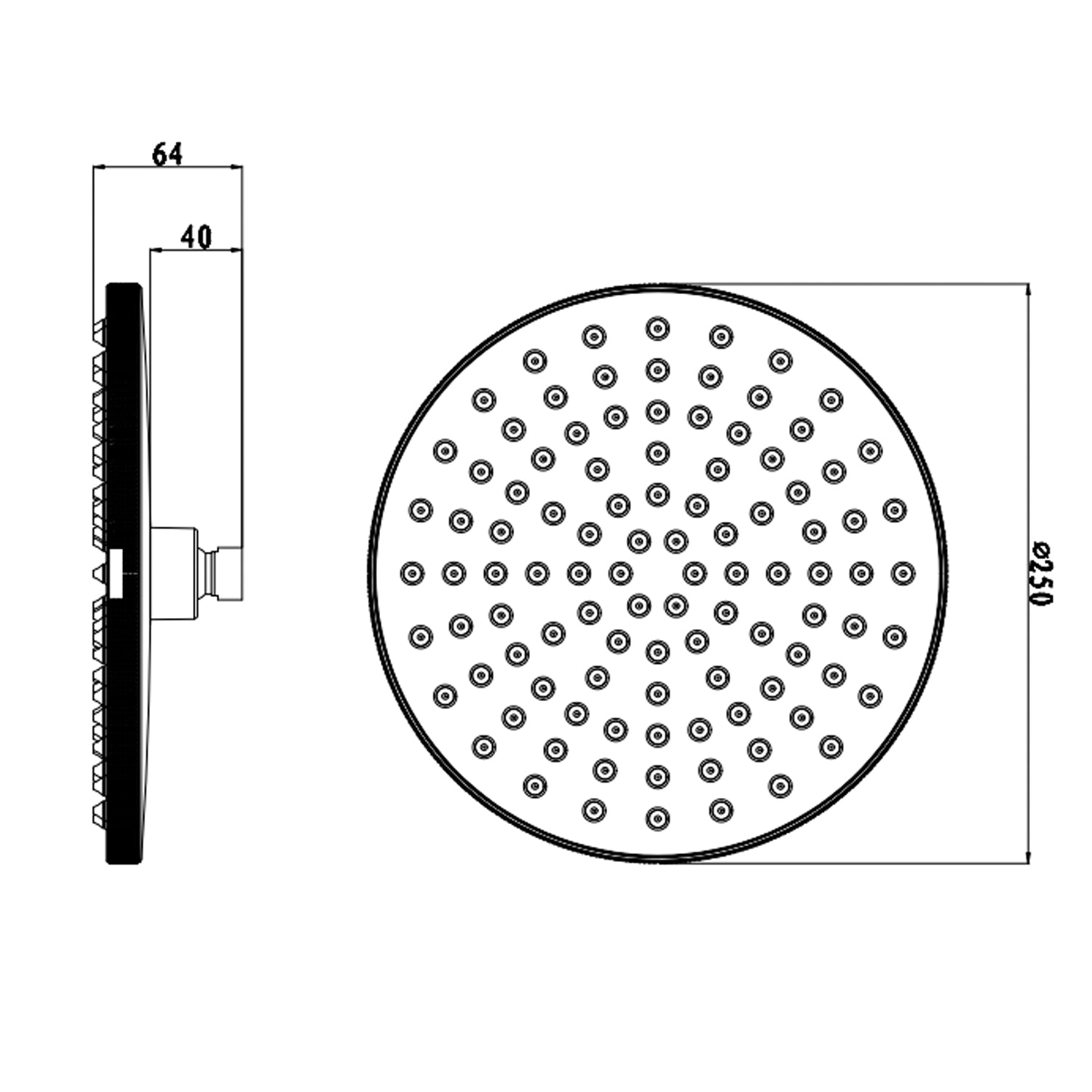Soffione doccia ø250 mm DocciaGo modello Vela - Nero Opaco 2