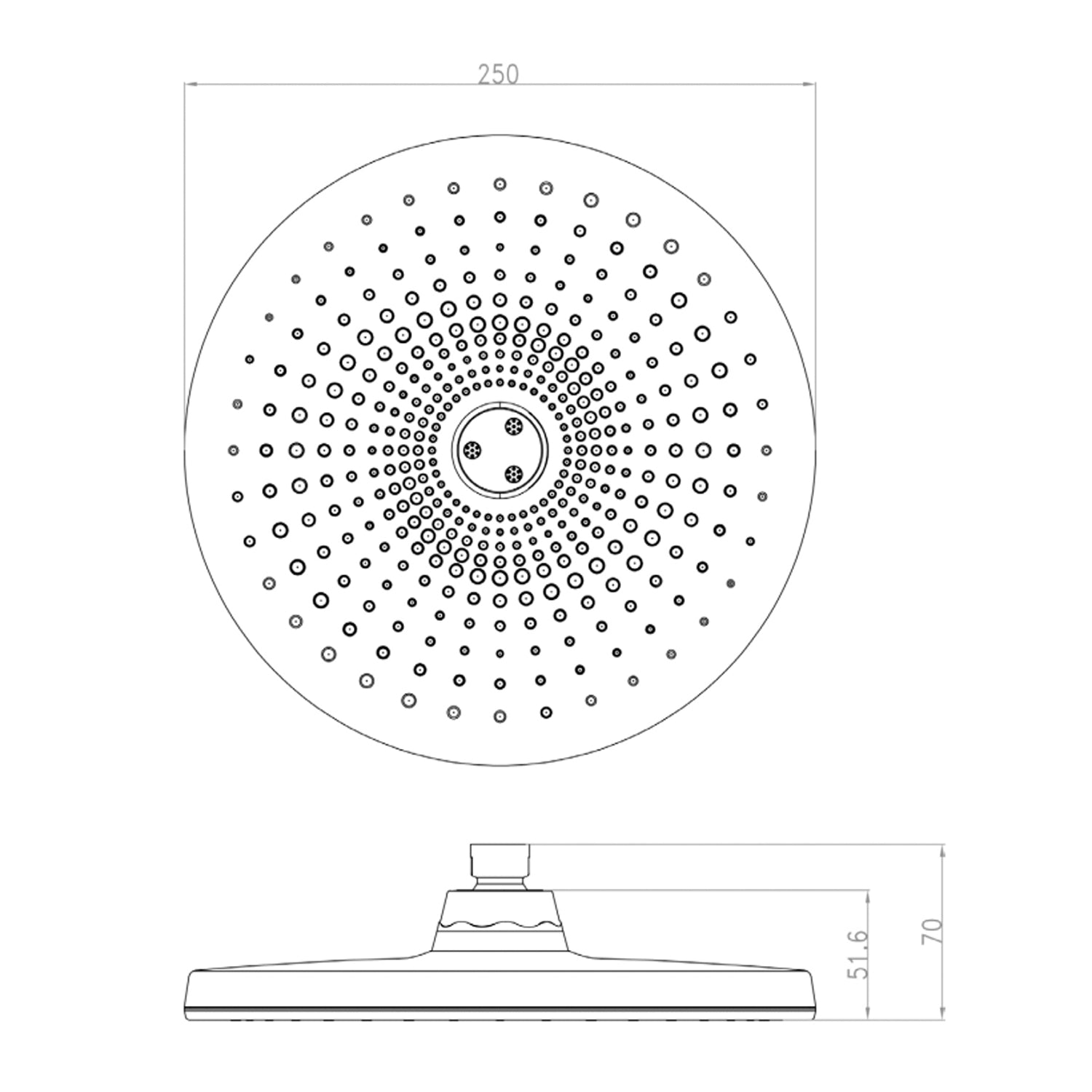 Soffione doccia ø250 mm DocciaGo modello Orion - Nero Opaco 2