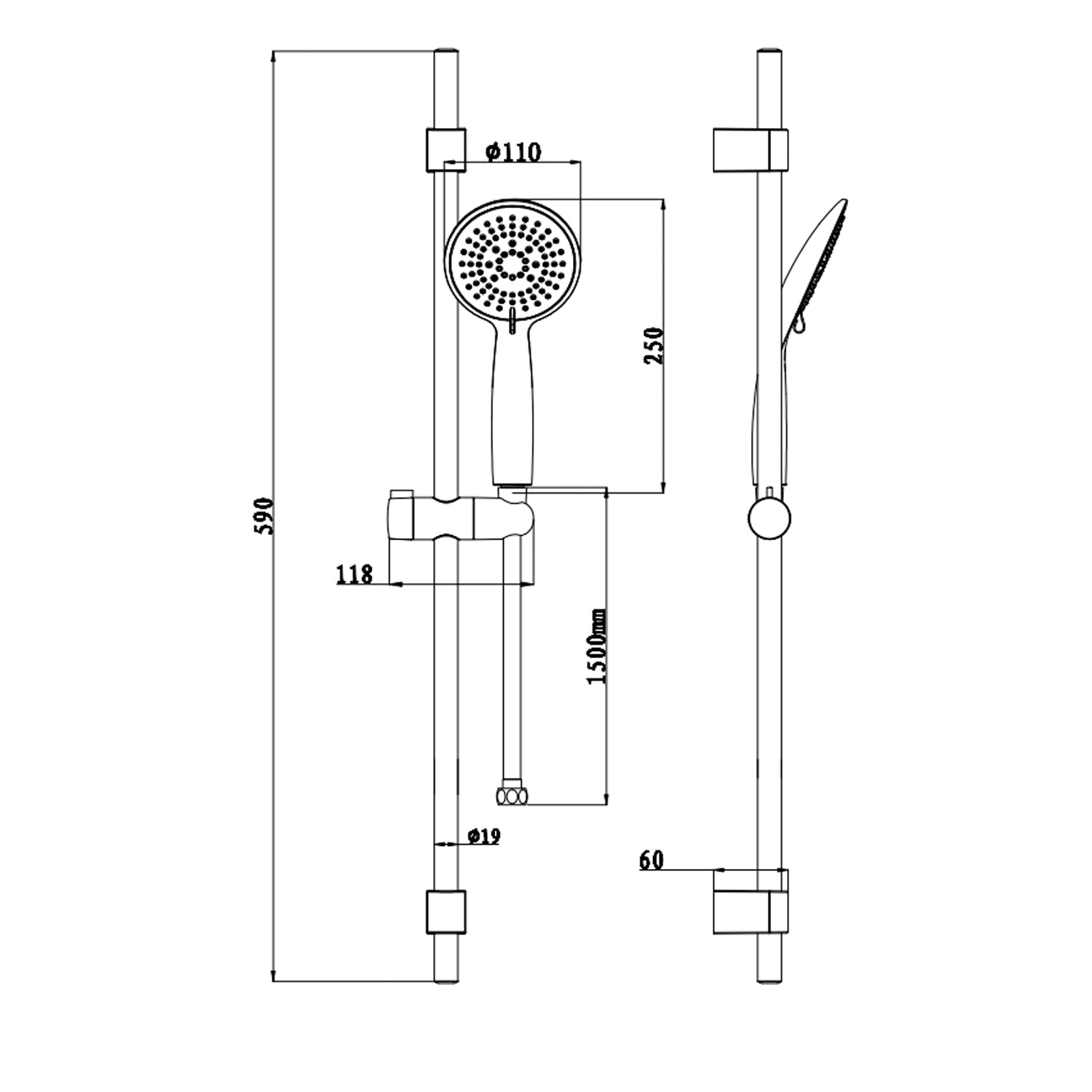 Saliscendi doccia completo DocciaGo modello Nova con water saving - Cromo 2
