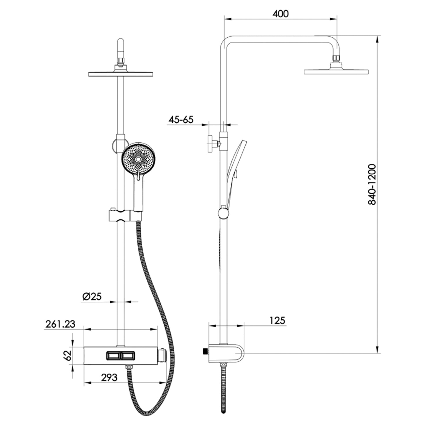 Colonna doccia DocciaGo modello Fenix con soffione 228 mm - Nero 2
